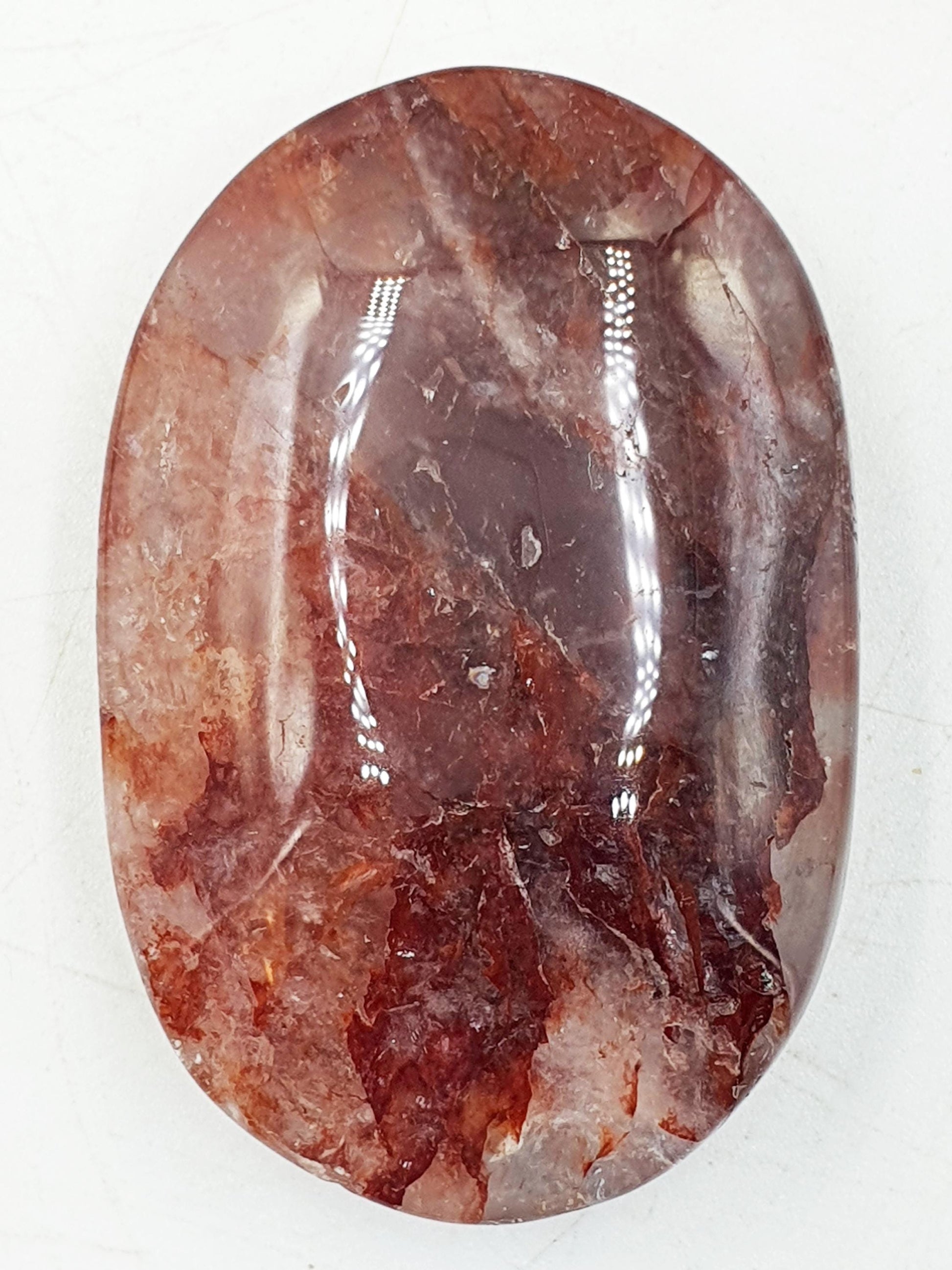 Beautiful Fire Quartz Palm / Hematoid Quartz Palm / Healing Palm Stone / Meditation Palm / Reiki Crystal Palm - 60g
