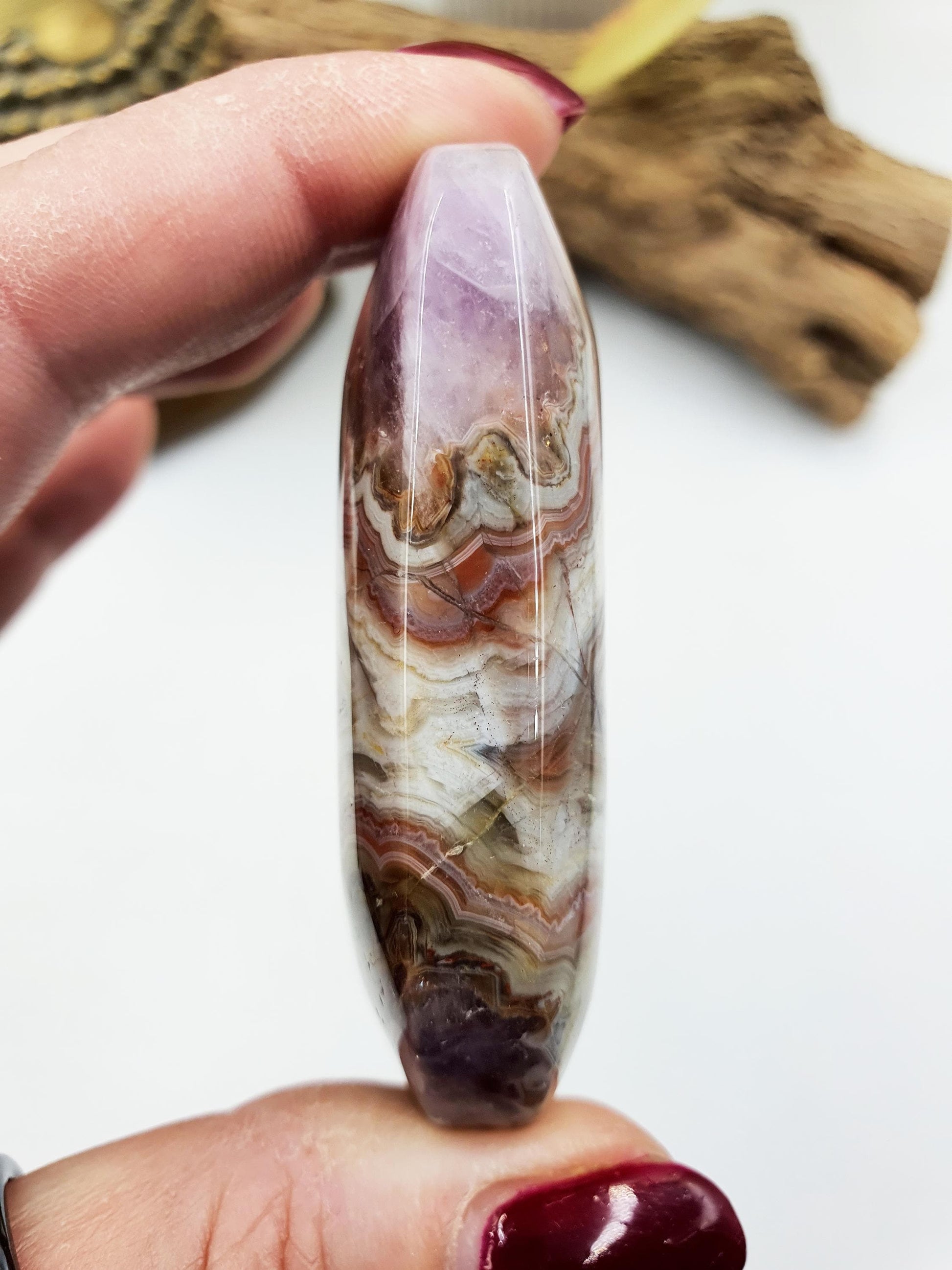 Beautiful Unique Amethyst Agate Palm / Amethyst Agate Palm Stone / Amethyst Palm / Amethyst Agate / Reiki Crystal Palm - 85g