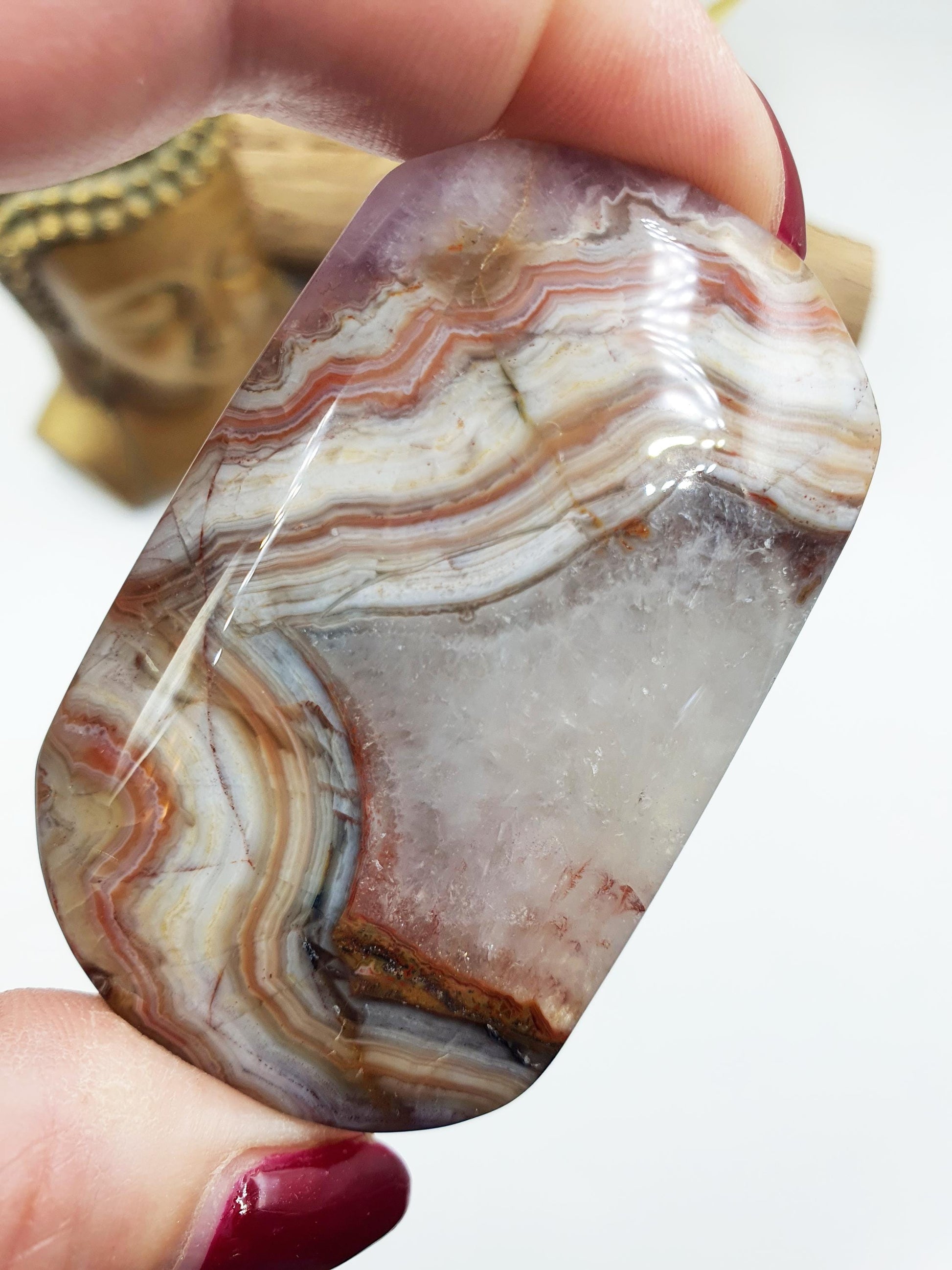 Beautiful Unique Amethyst Agate Palm / Amethyst Agate Palm Stone / Amethyst Palm / Amethyst Agate / Reiki Crystal Palm - 85g