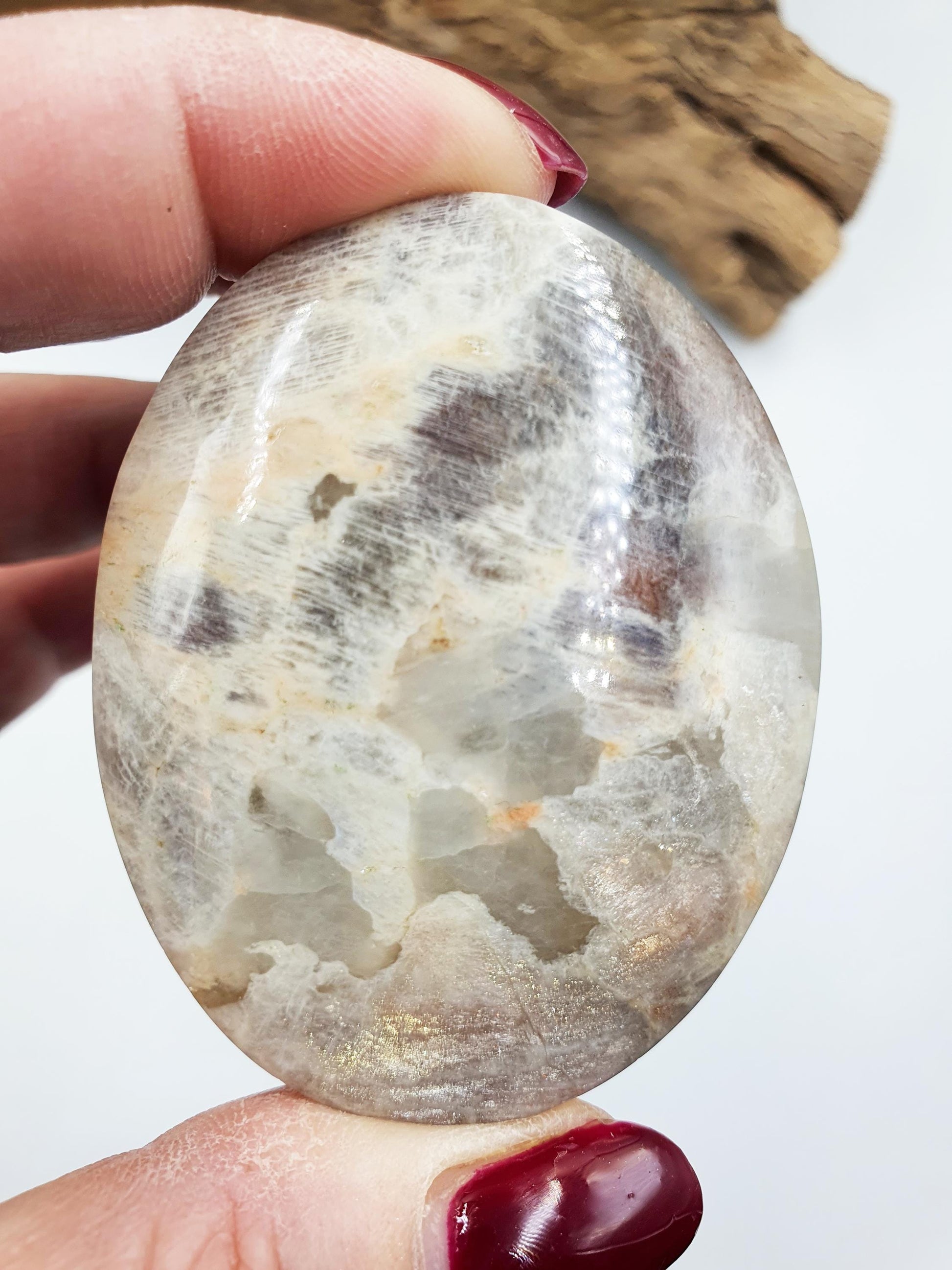 Stunning Flashy Blue Moonstone Palm with Sunstone confetti sparkles / Moonstone Palm Stone / Reiki Crystal / Meditation Palm - 65g