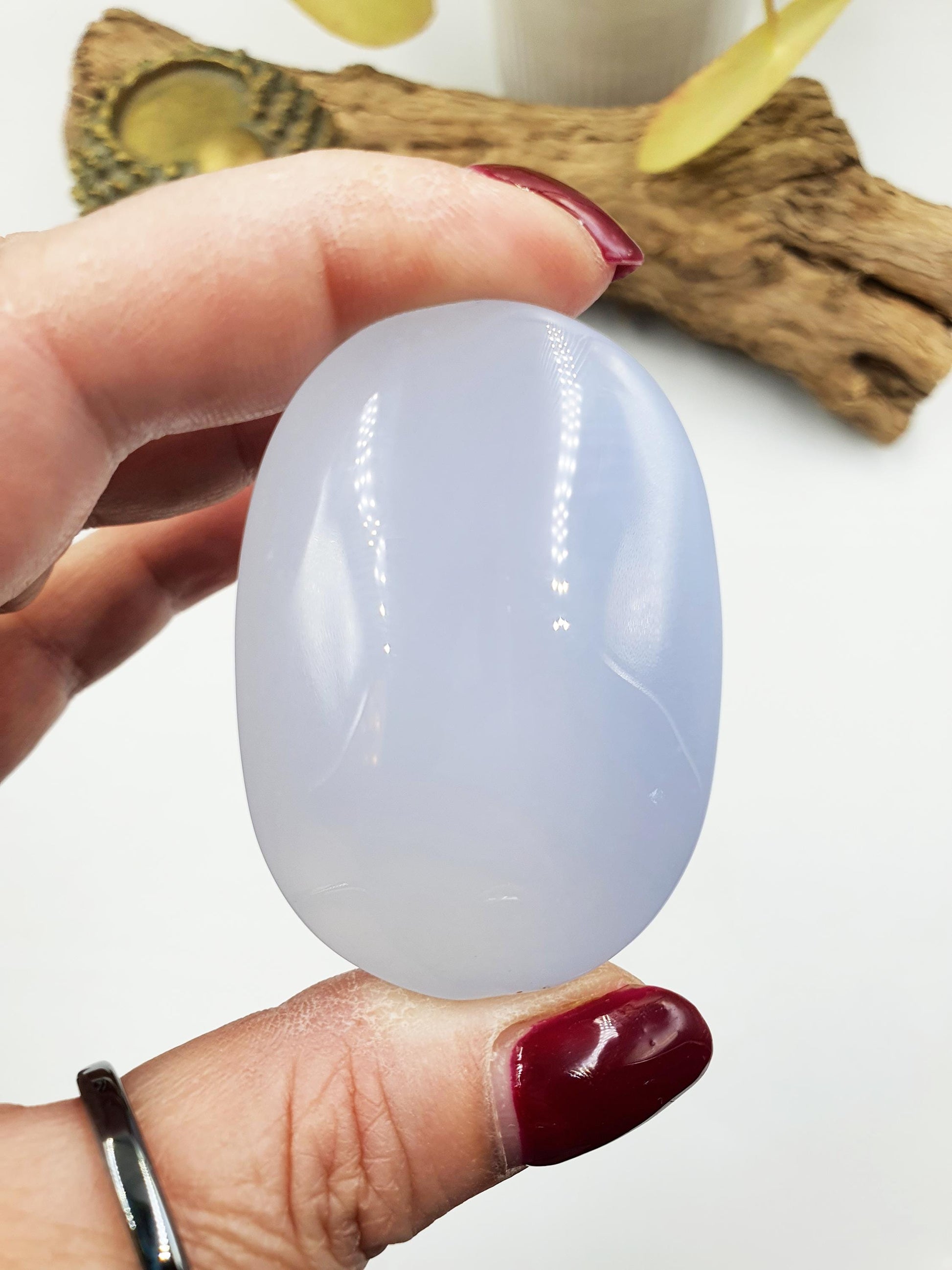 Beautiful Blue Chalcedony Palm/ Chalcedony Palm Stone / Meditation Palm / Reiki Crystal Palm - 75g