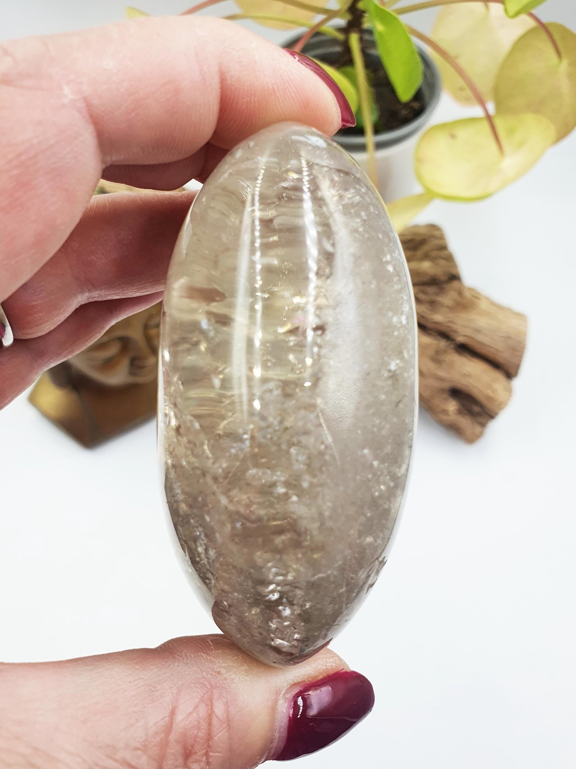 Stunning Sparkly Smoky Quartz Palm full of rainbows / Large Unique Smoky Quartz Palm Stone / Meditation Palm / Reiki Crystal Palm - 235g