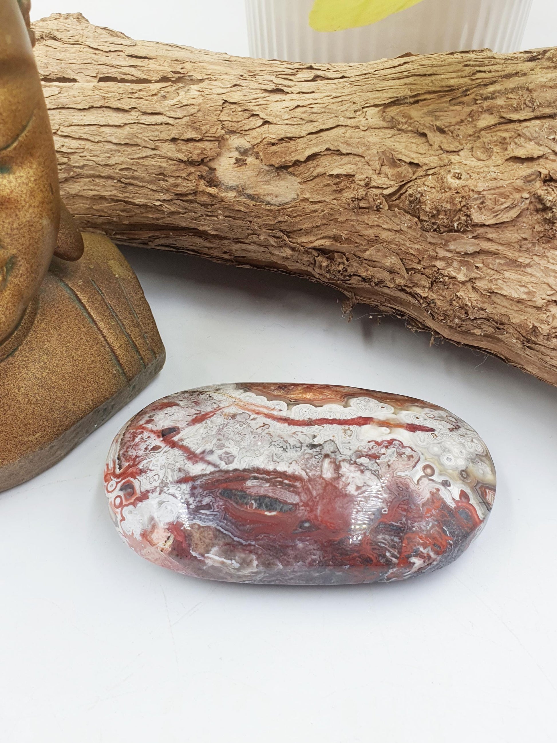 Large Beautiful Mexican Agate Palm / Crazy Lace Agate Palm Stone / Agate Palm / Meditation Palm - 196g
