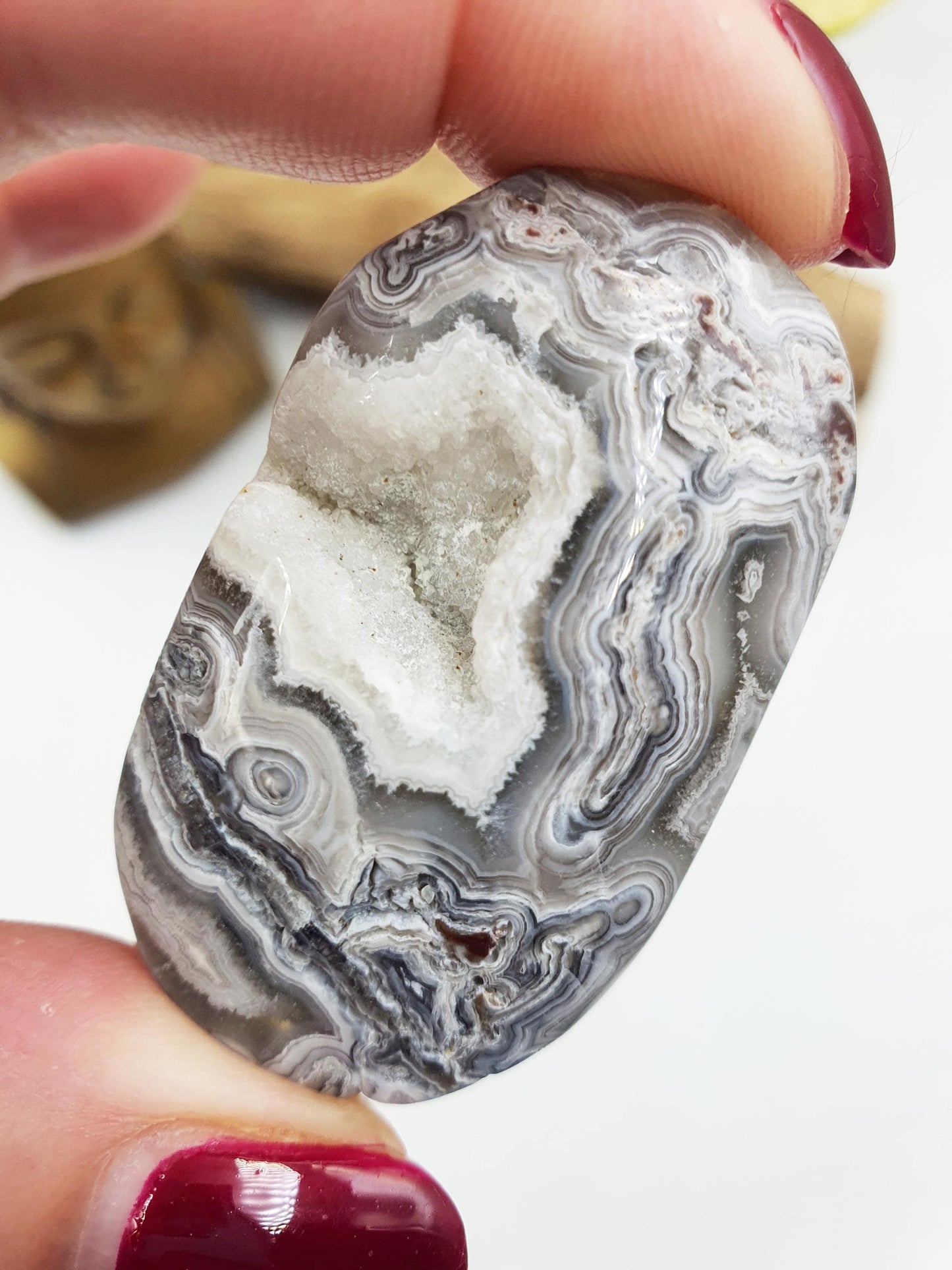 Stunning Mexican Crazy Lace Agate Palm / Crazy Lace Agate Palm Stone / Drusy Agate Palm / Meditation Palm - 35g