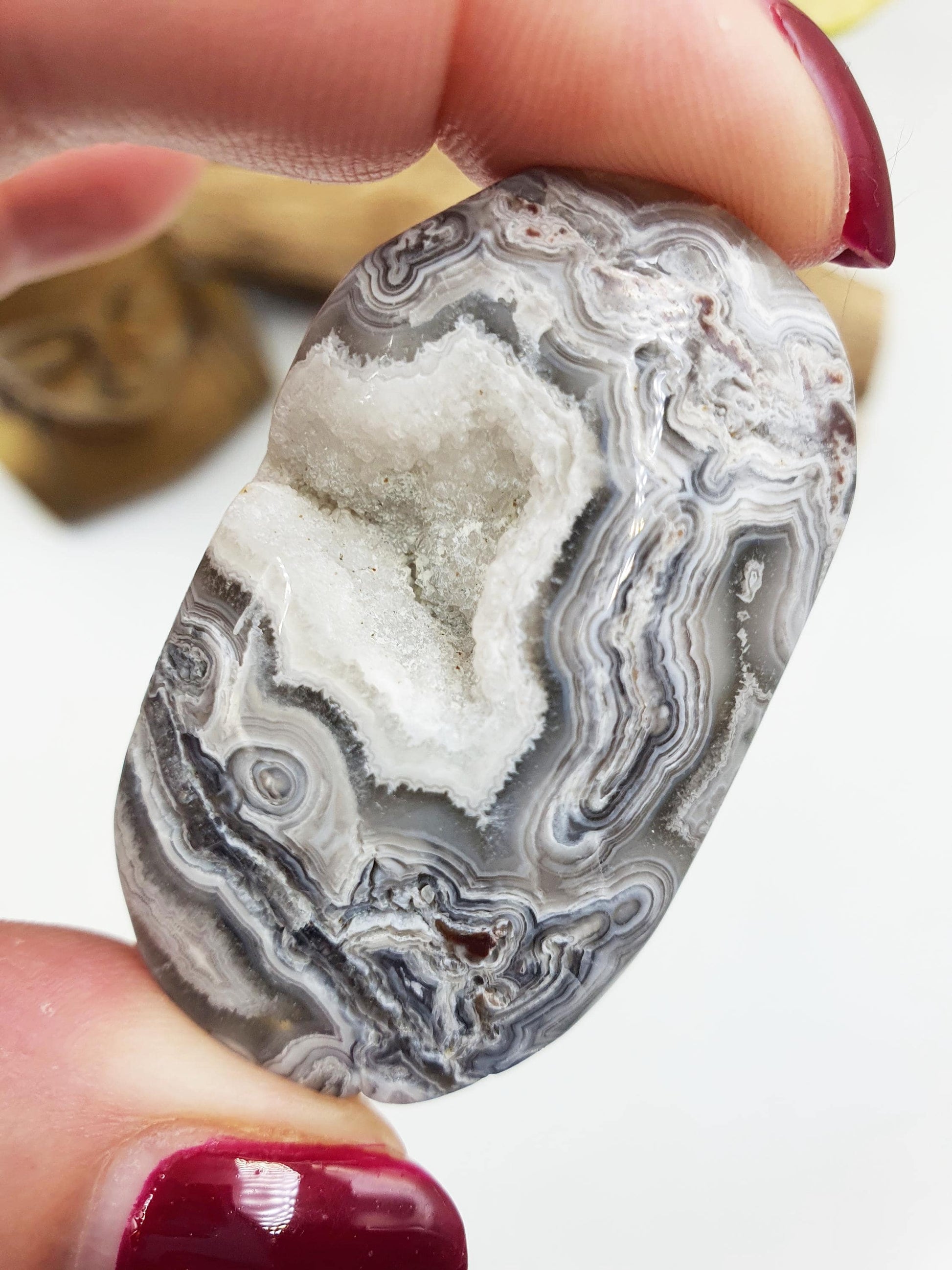 Stunning Mexican Crazy Lace Agate Palm / Crazy Lace Agate Palm Stone / Drusy Agate Palm / Meditation Palm - 35g