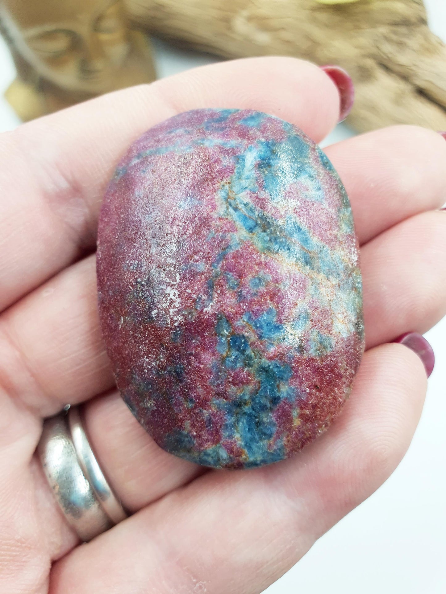 Ruby in Fuchsite Palm / Ruby in Fuchsite Palm Stone / UV Reactive Palm / Meditation Palm / Reiki Crystal Palm - 45g