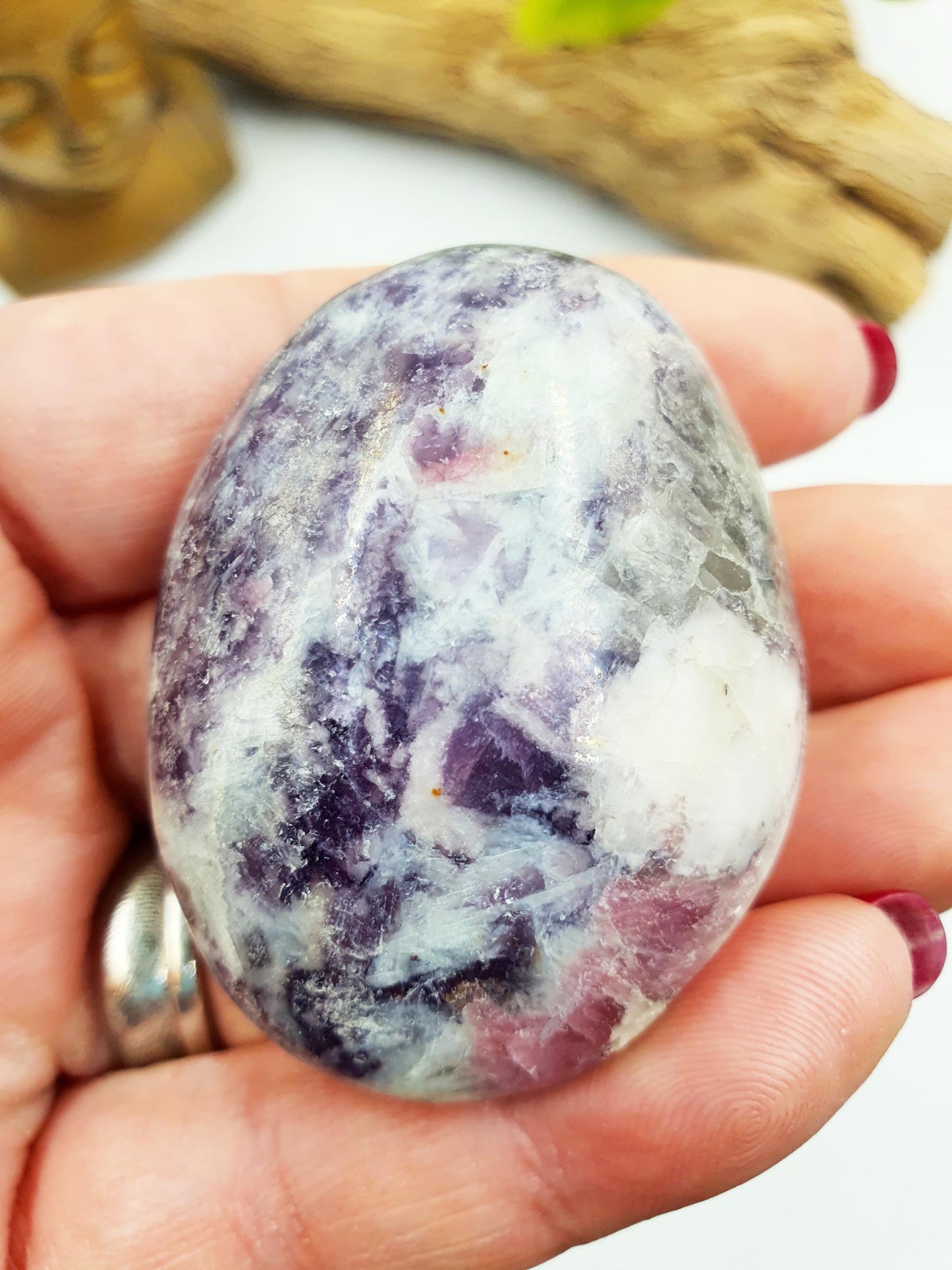 Pretty Unicorn Stone Palm / Unicorn Palm Stone / Pegmatite Palm / Pocket Crystal / Meditation Palm / Reiki Crystal Palm - 65g