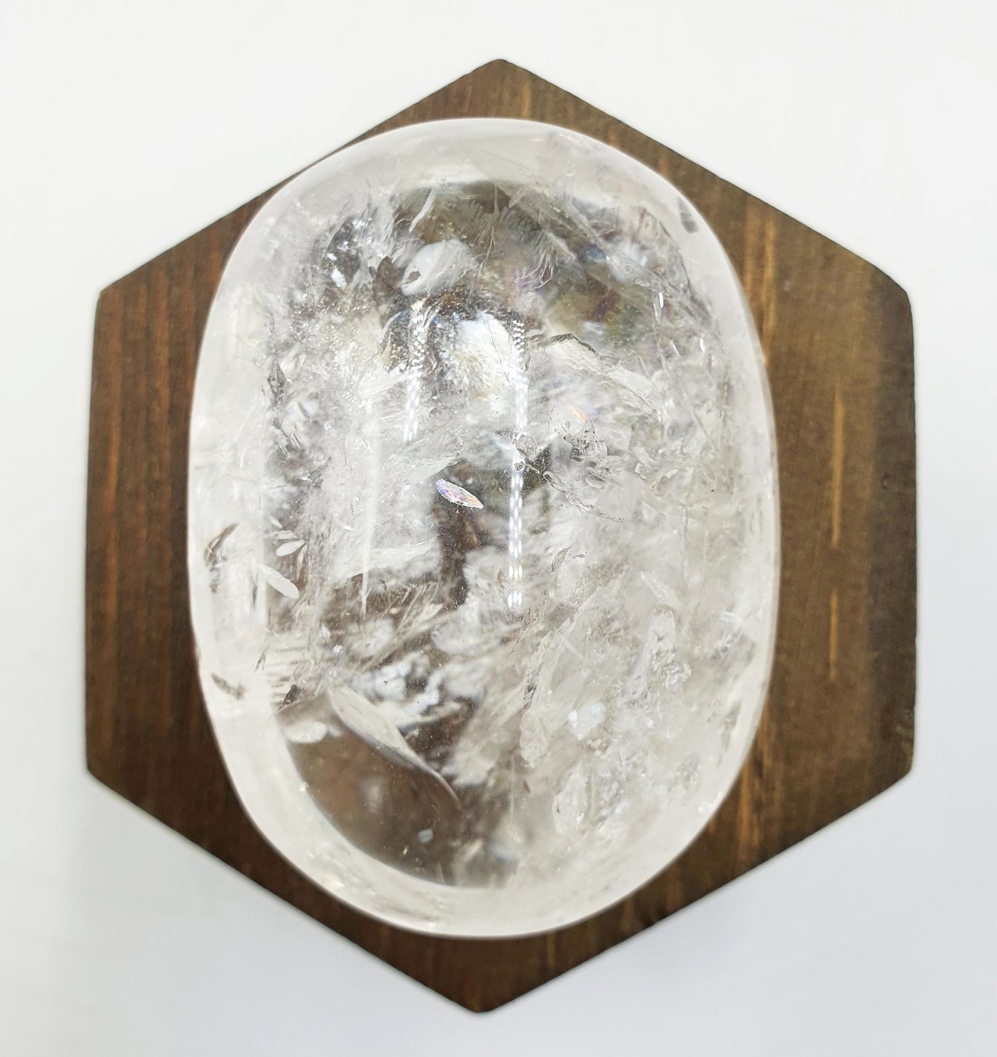 Large Beautiful Clear Quartz Palm/ Clear Quartz Palm Stone full of rainbow inclusions / Meditation Palm / Reiki Crystal Palm - 180g