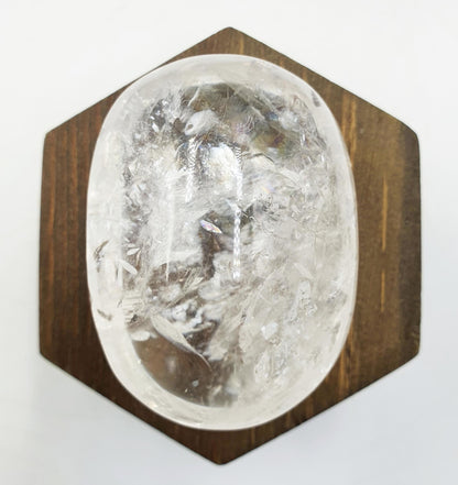 Large Beautiful Clear Quartz Palm/ Clear Quartz Palm Stone full of rainbow inclusions / Meditation Palm / Reiki Crystal Palm - 180g
