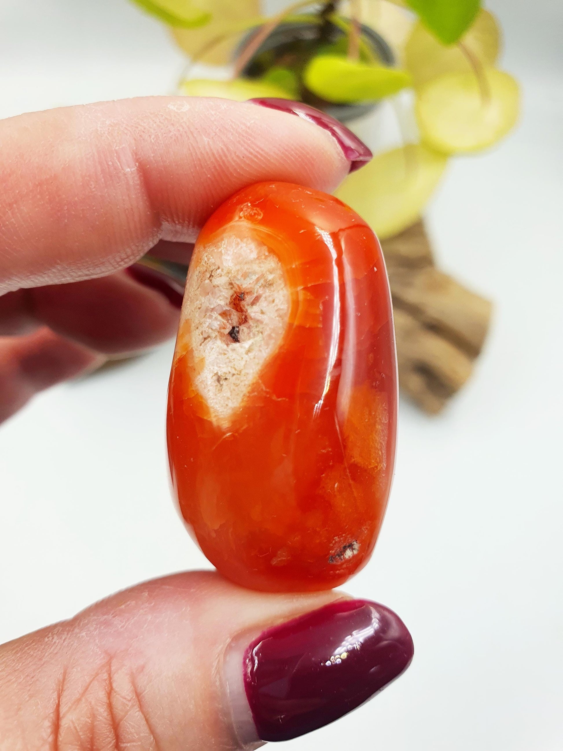 Cute Drusy Carnelian Palm / Carnelian Palm Stone / Carnelian Meditation Palm / Reiki Crystal - 45g