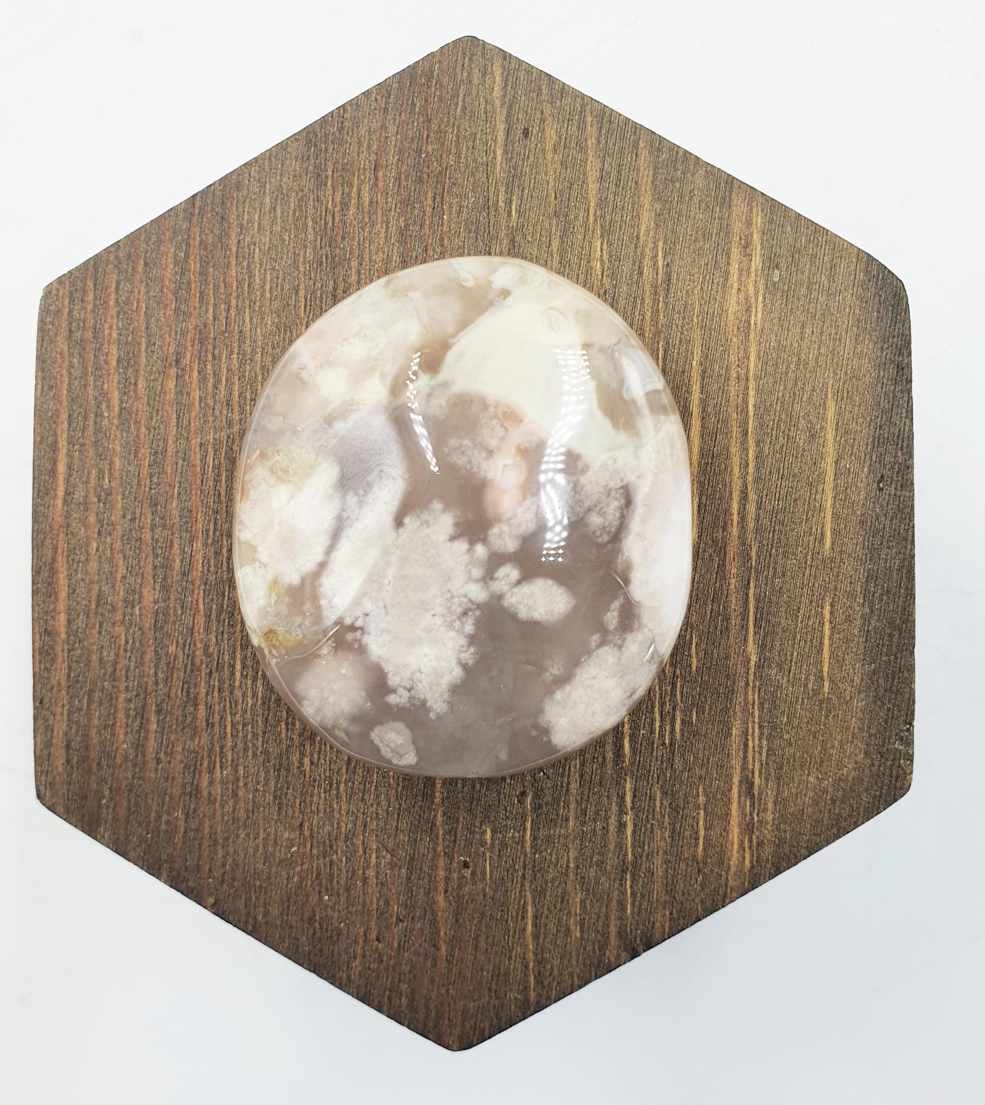 Beautiful Flower Agate Palm / Sakura Palm / Sakura Palm Stone / High Grade Flower Agate Palm Stone / Meditation Palm - 55g