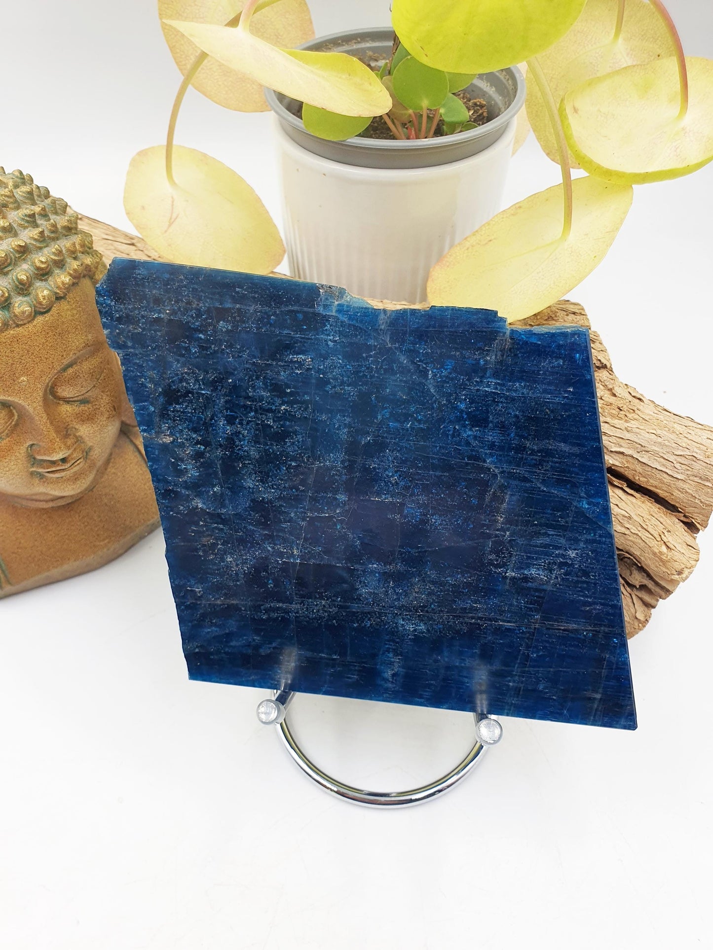 Flashy High Grade Blue Apatite Slice / Rough Blue Apatite Slab / Natural Blue Apatite / Raw and Polished Crystal Slice - 390g