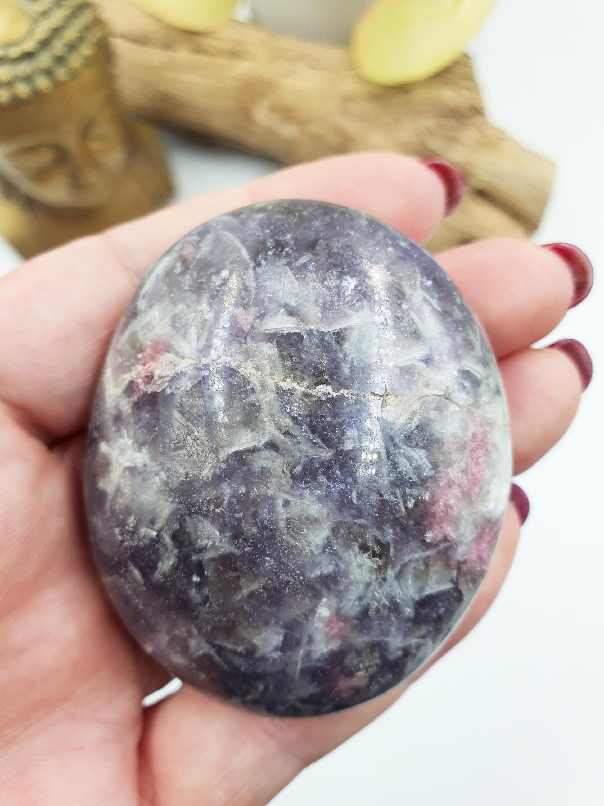 Pretty Unicorn Stone Palm / Unicorn Palm Stone / Pegmatite Palm / Pocket Crystal / Meditation Palm / Reiki Crystal Palm - 115g