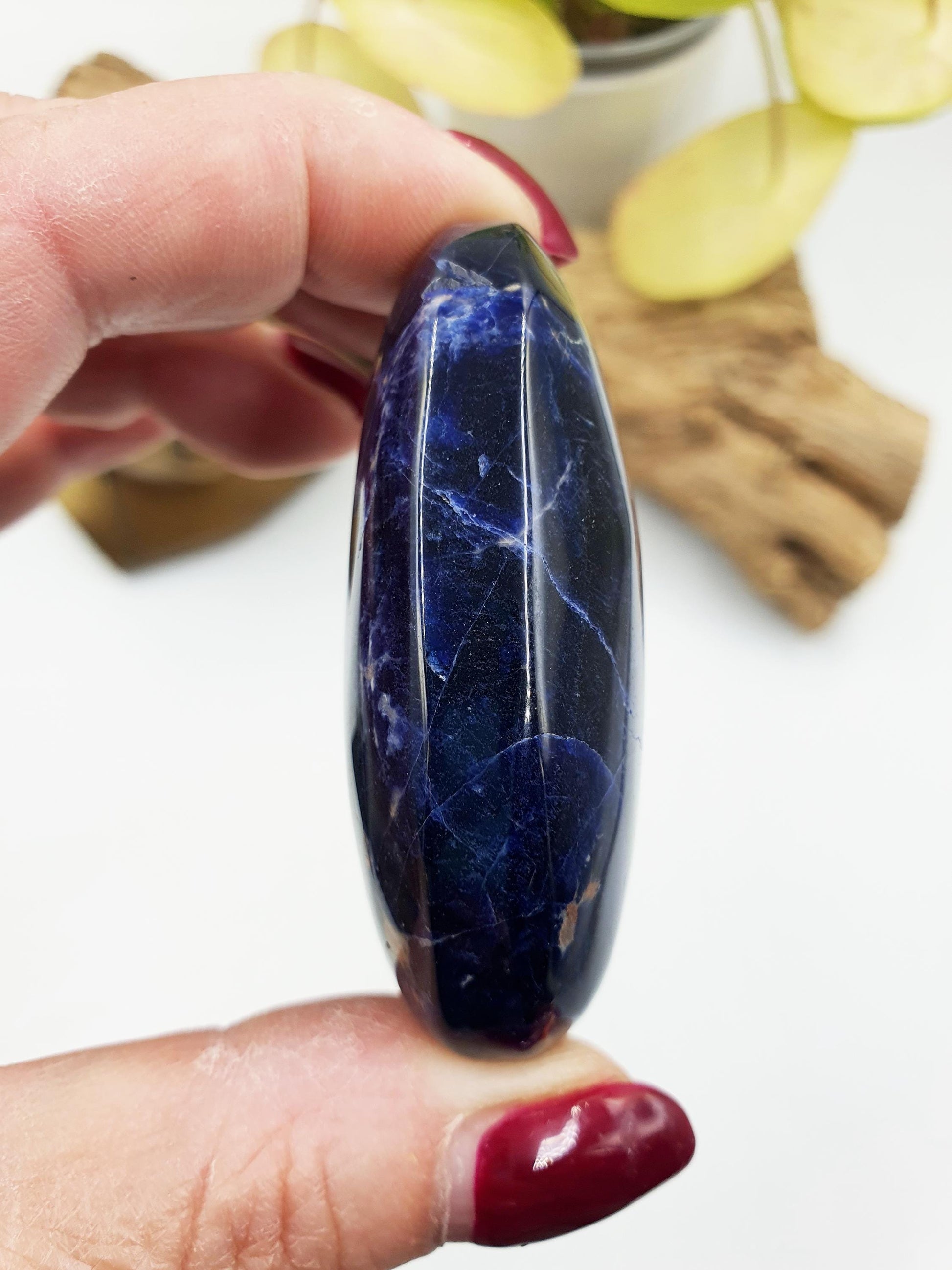 Beautiful Sodalite Palm / Sunset Sodalite Palm Stone / Pocket Crystal / Meditation Palm / Reiki Crystal Palm - 75g