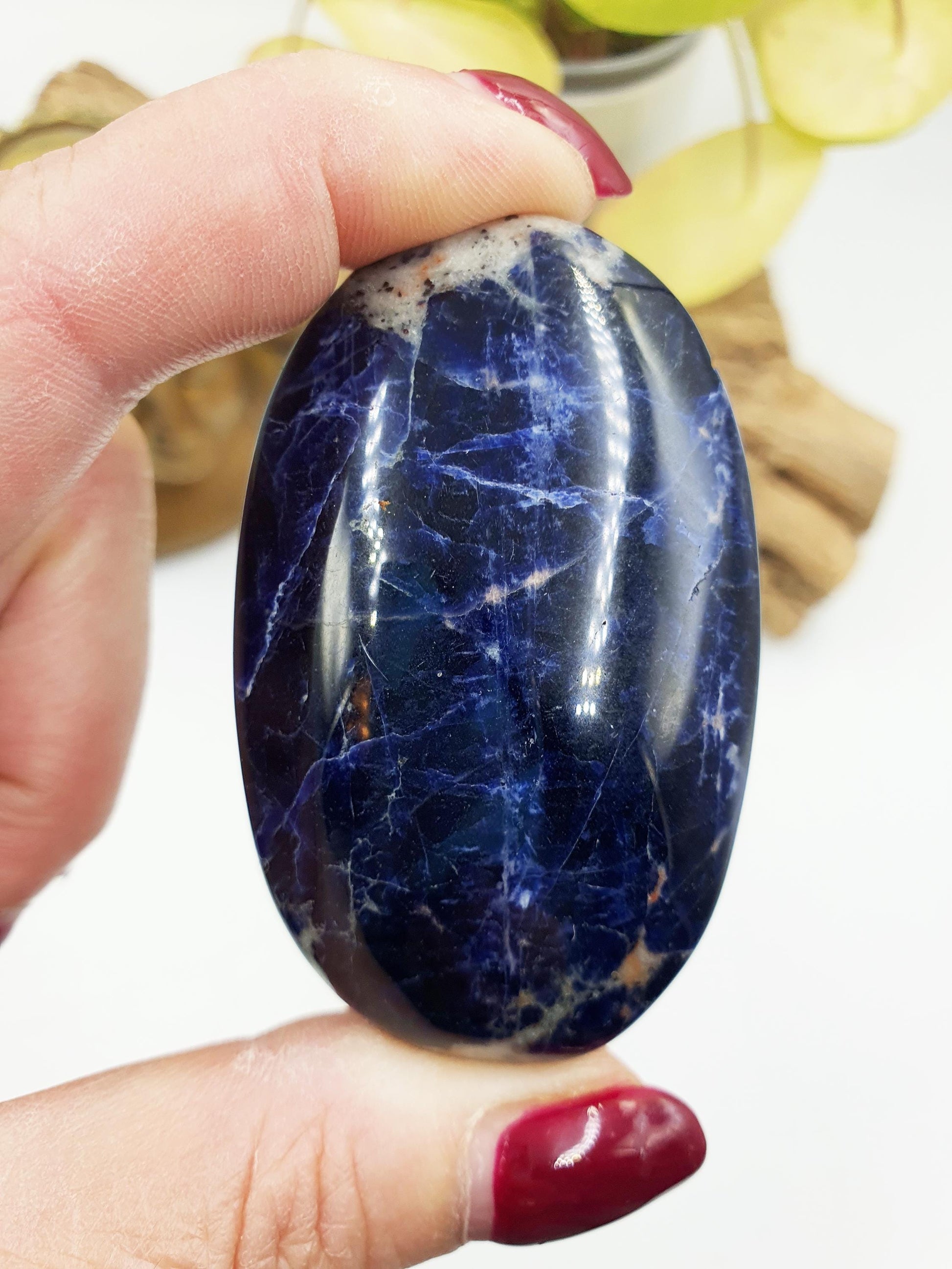 Beautiful Sodalite Palm / Sunset Sodalite Palm Stone / Pocket Crystal / Meditation Palm / Reiki Crystal Palm - 75g