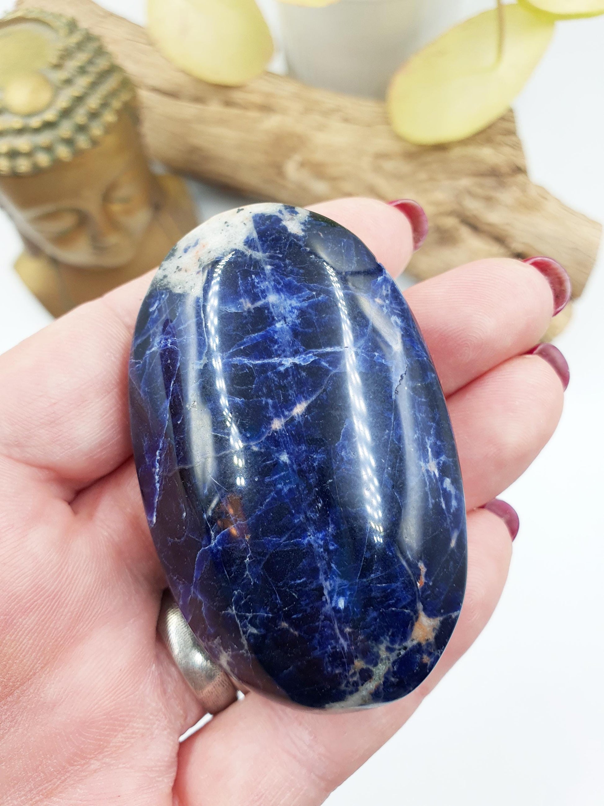 Beautiful Sodalite Palm / Sunset Sodalite Palm Stone / Pocket Crystal / Meditation Palm / Reiki Crystal Palm - 75g