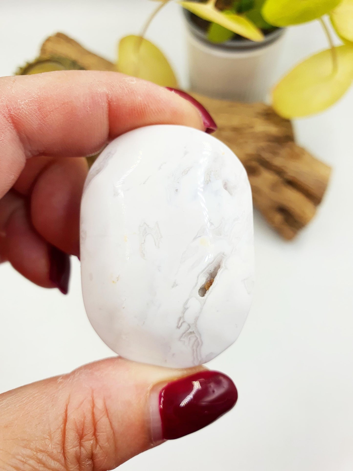 White Agate Drusy Palm / Sparkly Druzy Agate Palm Stone/ Meditation Palm / Reiki Crystal Palm - 60g
