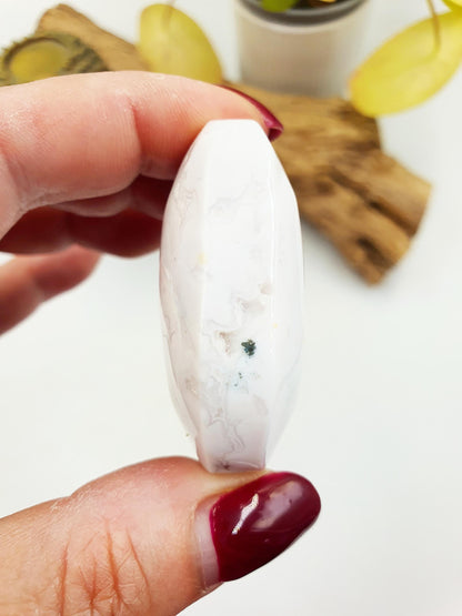 White Agate Drusy Palm / Sparkly Druzy Agate Palm Stone/ Meditation Palm / Reiki Crystal Palm - 60g