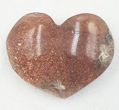 Sparkly Sunstone Heart / Sunstone Crystal Puff Heart / Confetti Sunstone Heart Carving - 35g