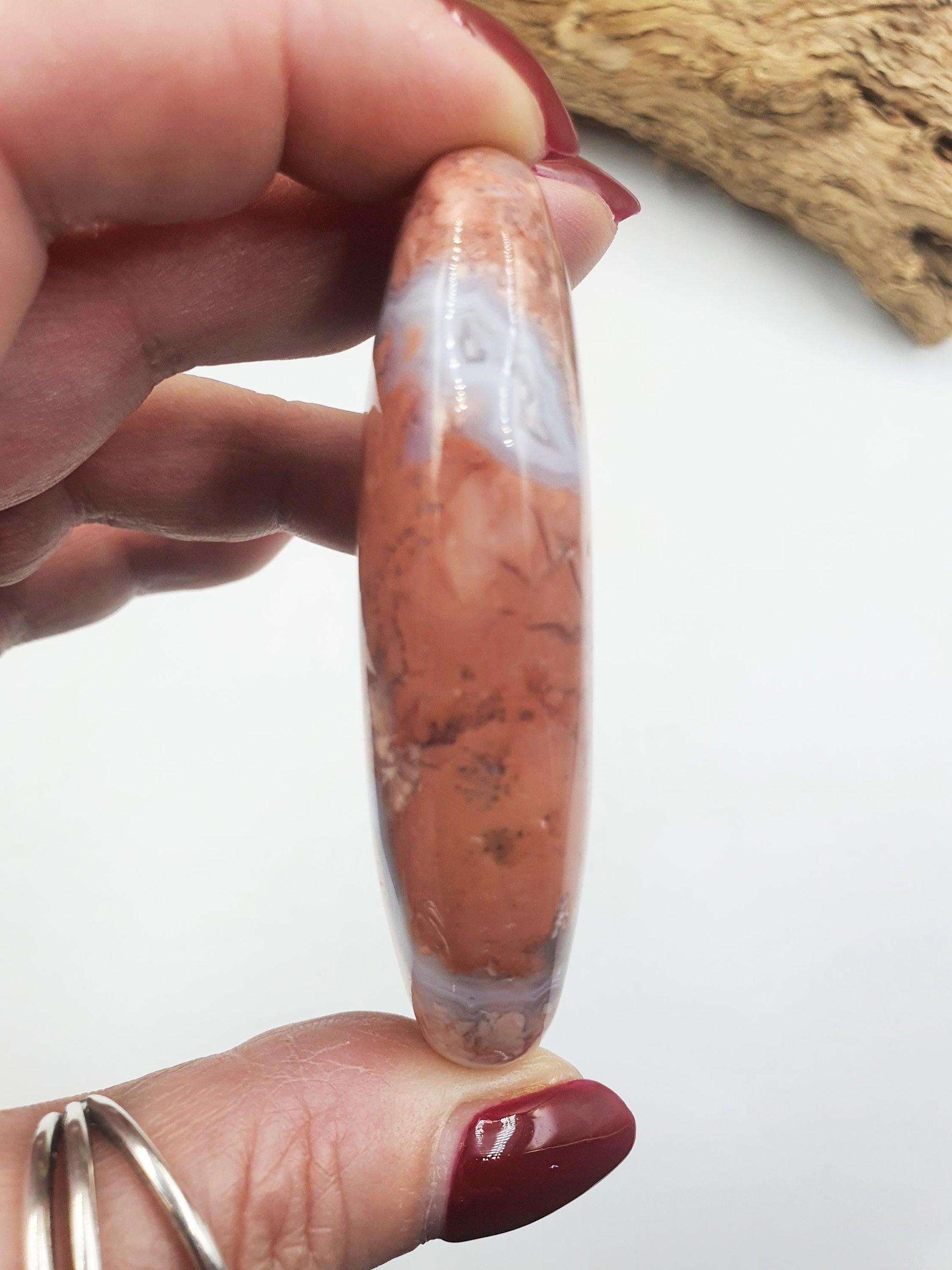 Beautiful Pink Agate Palm / Pink Agate Palm Stone / Pocket Crystal / Agate Palm / Meditation Palm - 80g