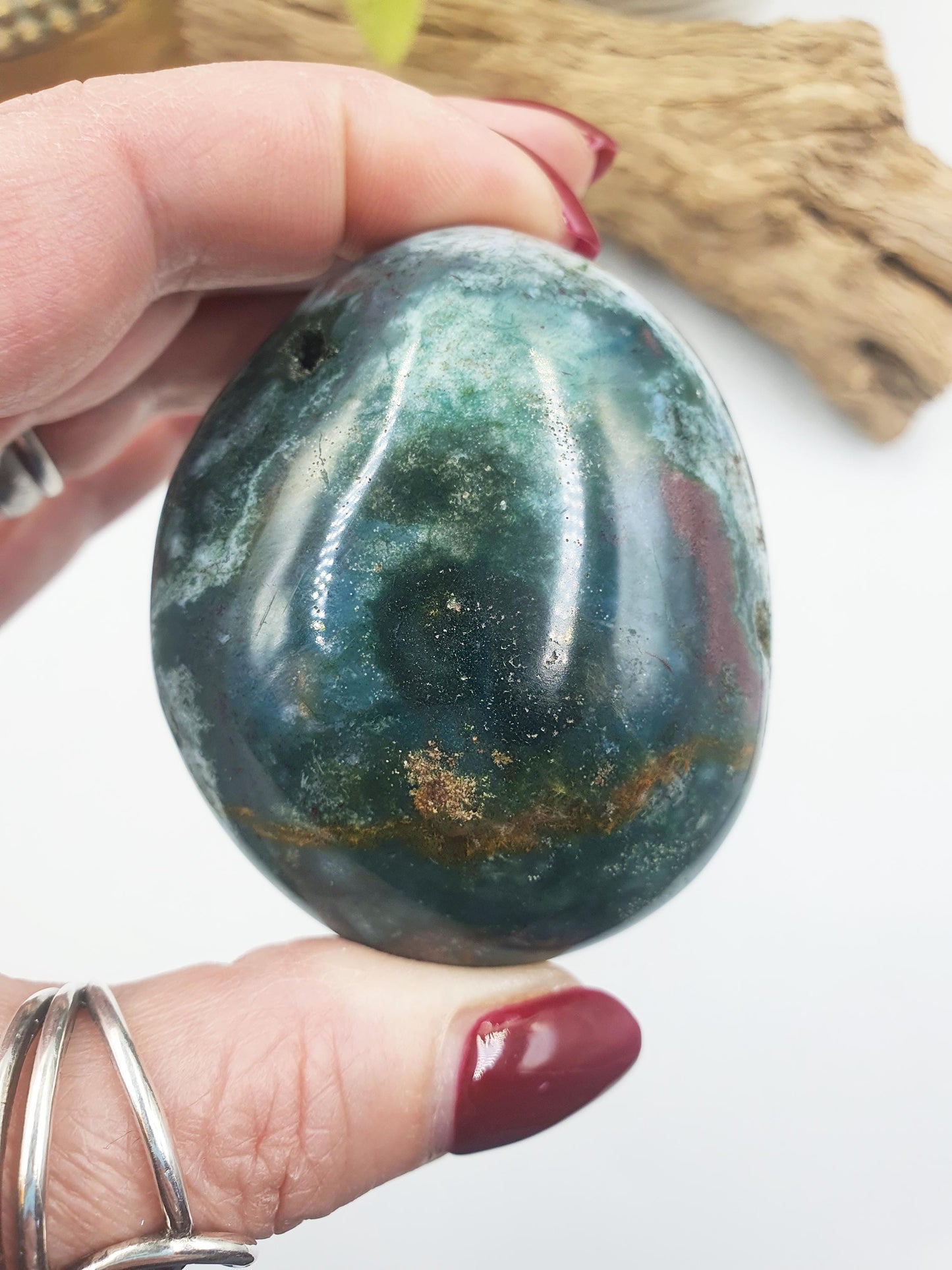 Large Ocean Jasper Palm / Ocean Jasper Palm stone / OJ Palm / Meditation Palm / Reiki Crystal Palm - 160g