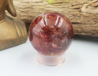 Beautiful Madagascan Fire Quartz Sphere with Rainbows / Hematoid Quartz Sphere / Fire Quartz Orb / Fire Quartz Crystal Ball - 46mm
