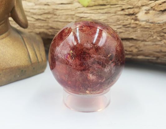Beautiful Madagascan Fire Quartz Sphere with Rainbows / Hematoid Quartz Sphere / Fire Quartz Orb / Fire Quartz Crystal Ball - 46mm