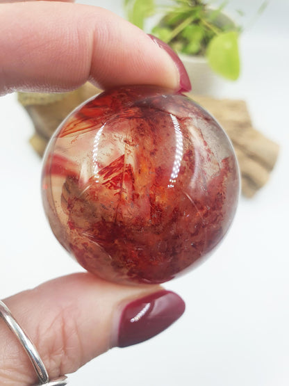 Beautiful Madagascan Fire Quartz Sphere with Rainbows / Hematoid Quartz Sphere / Fire Quartz Orb / Fire Quartz Crystal Ball - 46mm