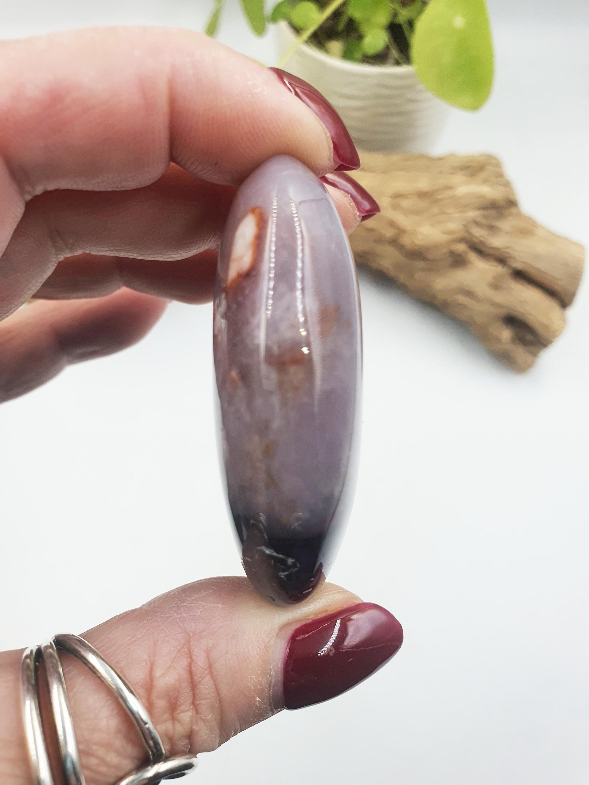Unique Blue Flower Agate Palm / Sakura Agate Palm Stone / Blue Flower Agate Crystal / Meditation Palm - 65g