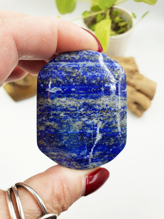 Beautiful Lapis Lazuli Palm / Lapis Lazuli Palmstone / Pocket Crystal / Meditation Palm / Lapis Reki Crystal Palm - 110g