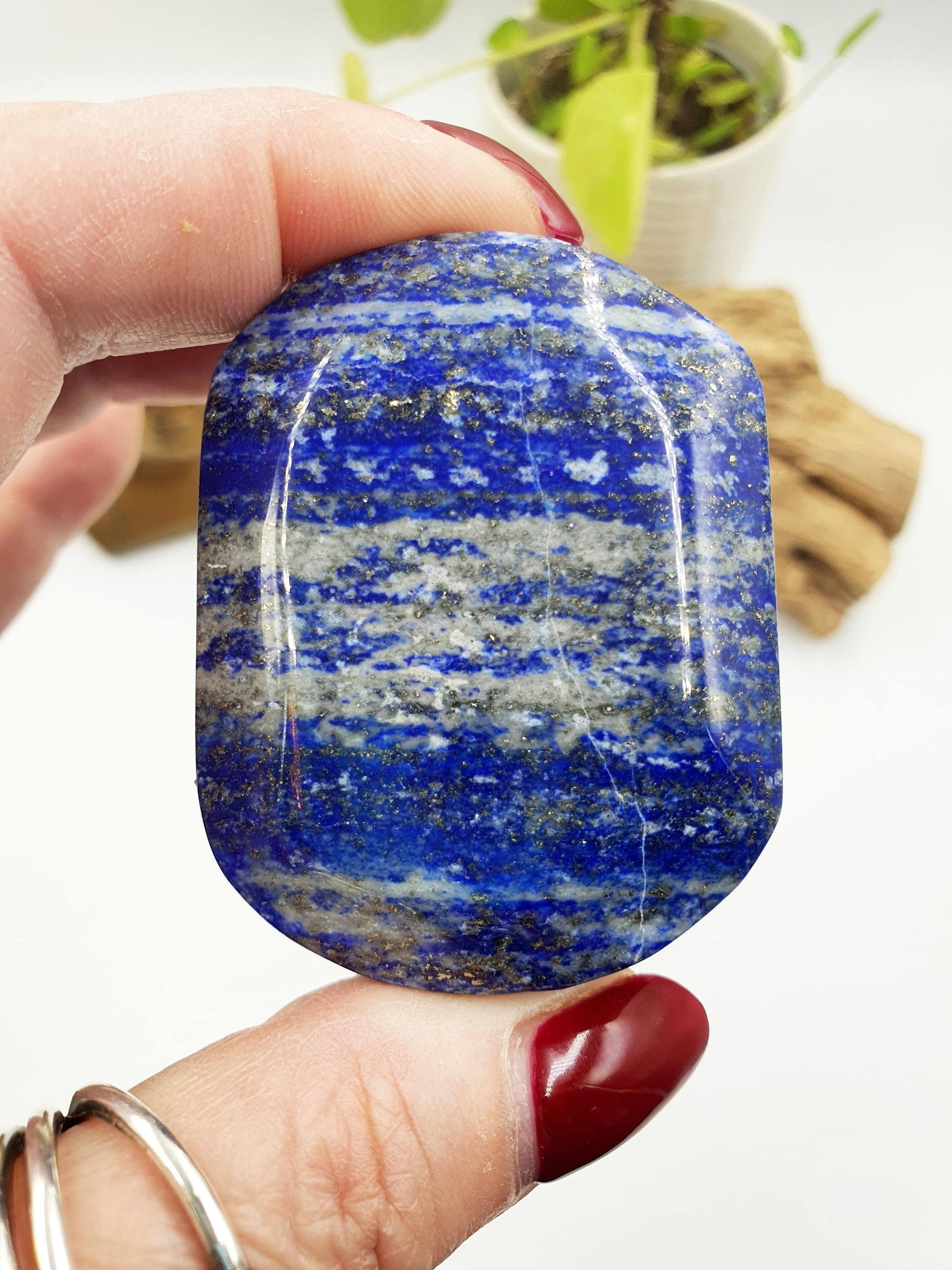 Beautiful Lapis Lazuli Palm / Lapis Lazuli Palmstone / Pocket Crystal / Meditation Palm / Lapis Reki Crystal Palm - 110g