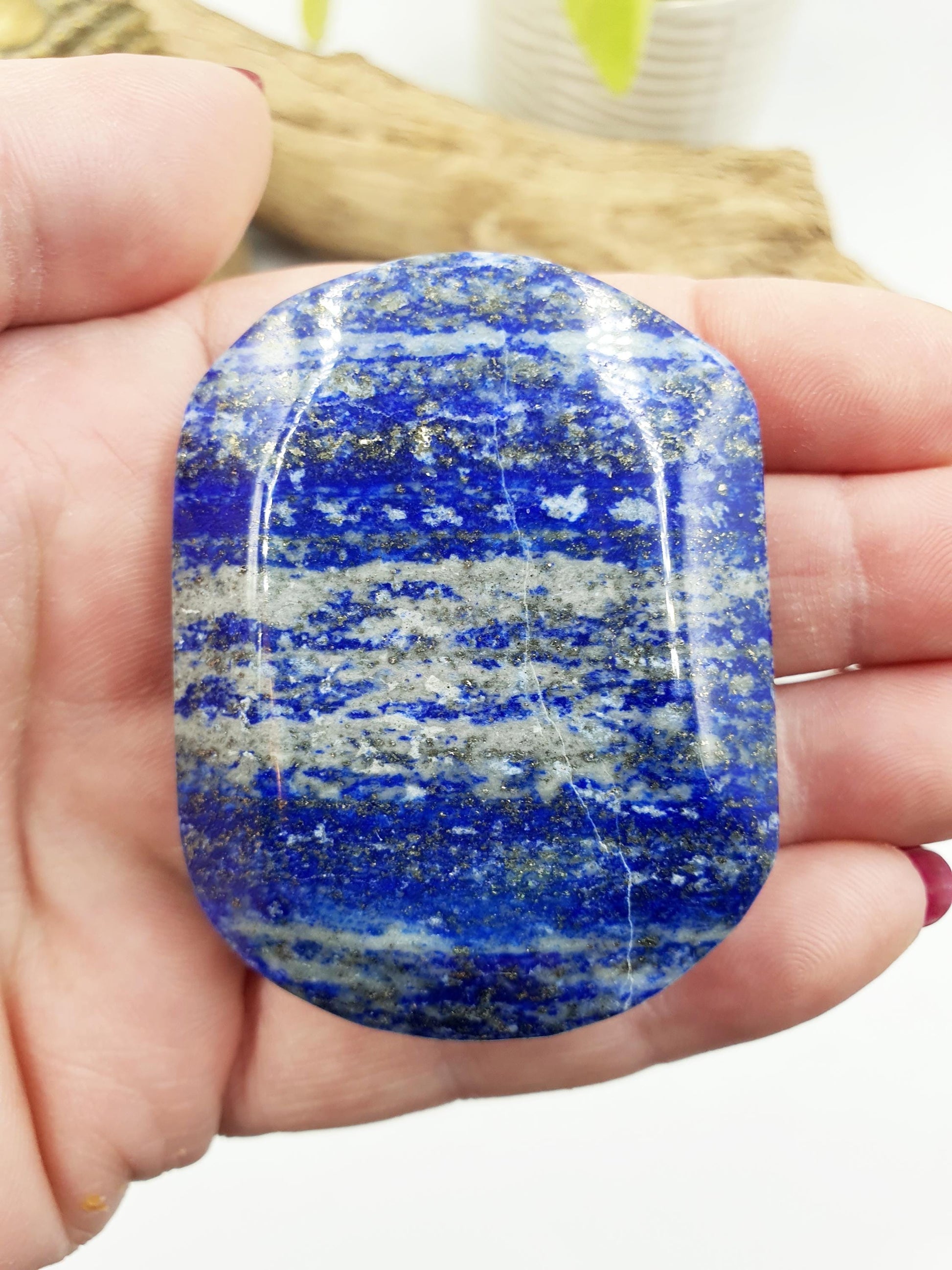 Beautiful Lapis Lazuli Palm / Lapis Lazuli Palmstone / Pocket Crystal / Meditation Palm / Lapis Reki Crystal Palm - 110g