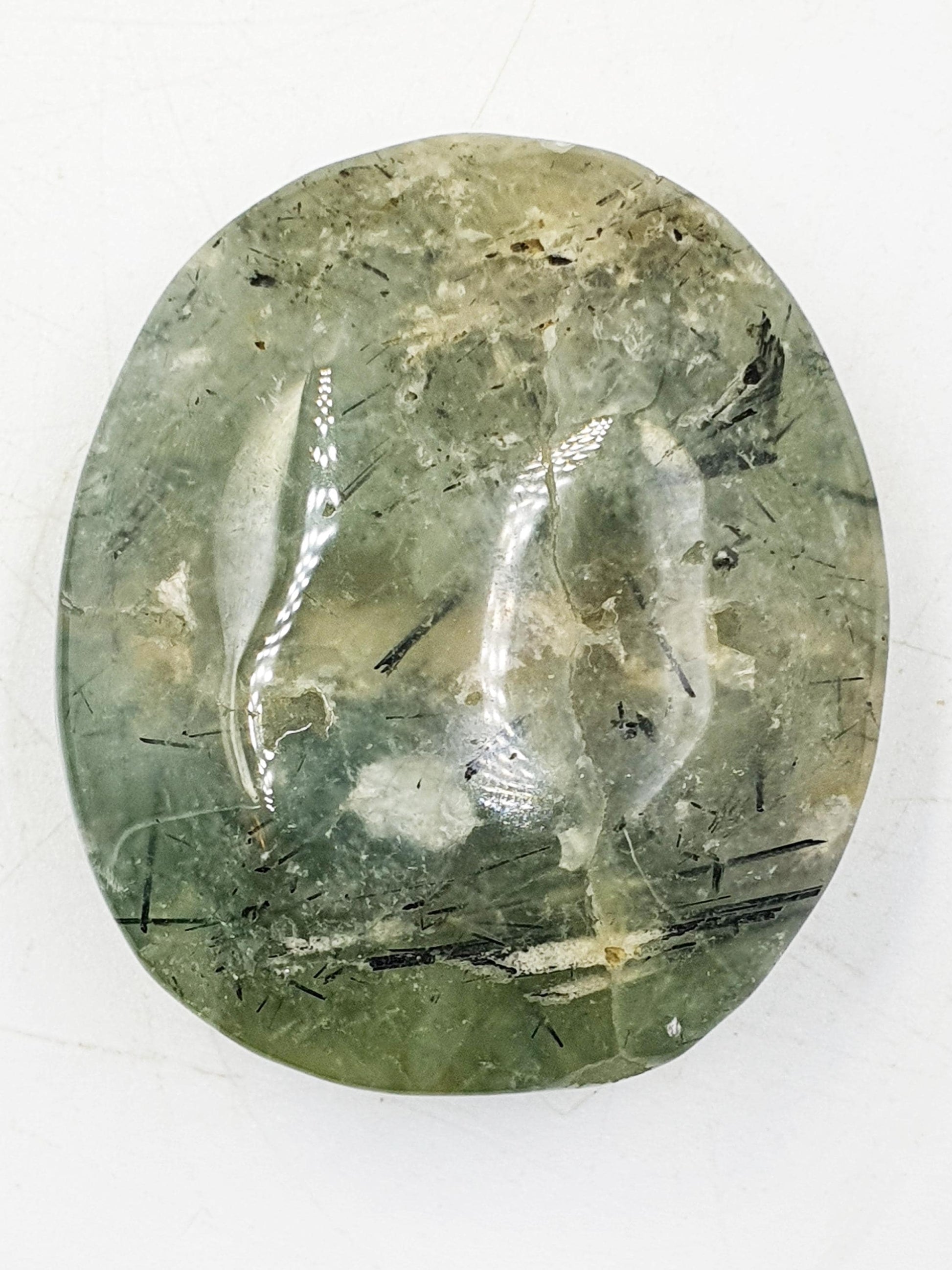 Pretty Prehnite Palm / Prehnite Palm Stone / Prehnite Pocket Stone / Palm Stones / Meditation Palm - 80g