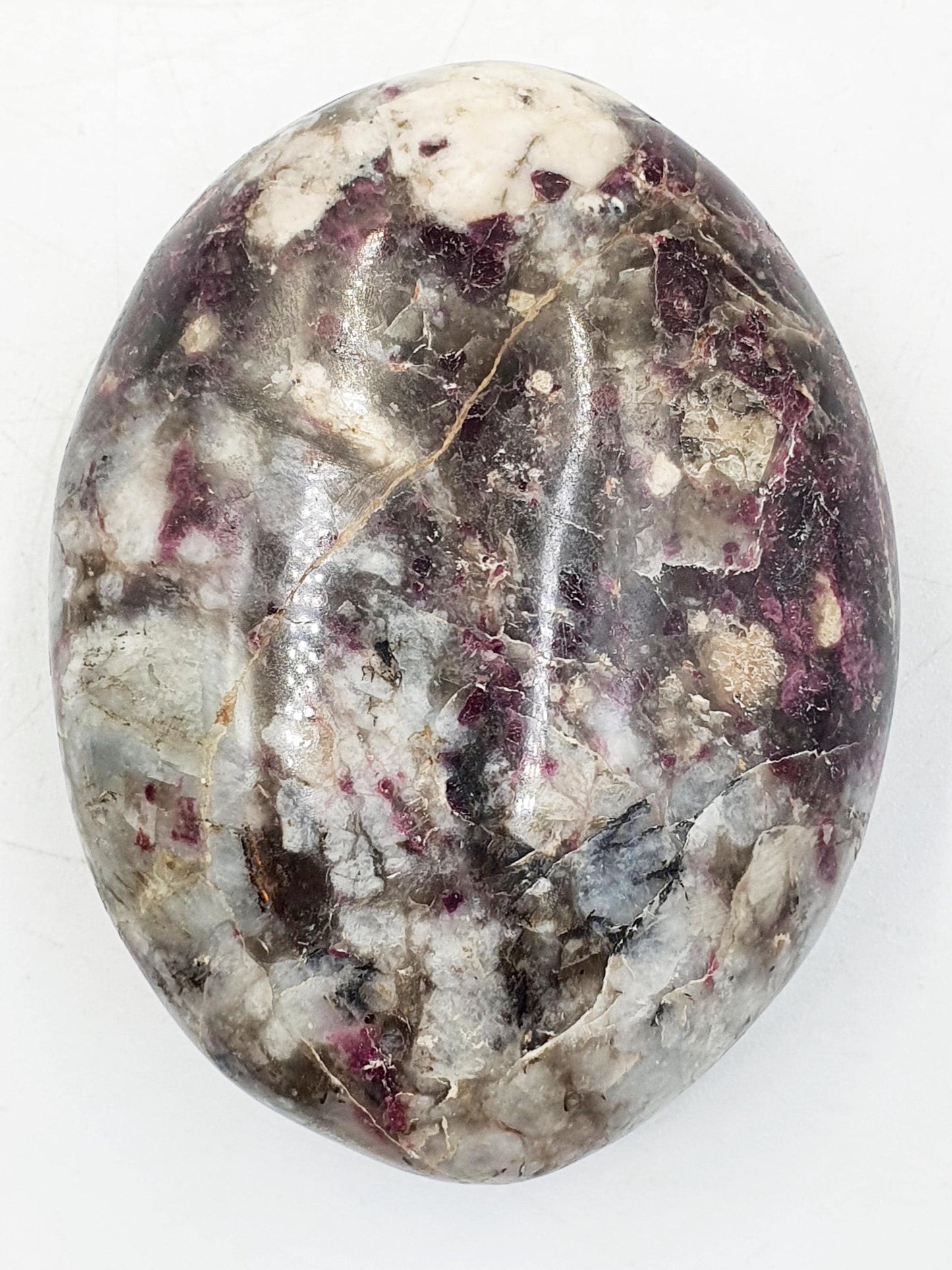 Beautiful Large Plum Tourmaline Palm / Plum Blossom Tourmaline Palm Stone / Pocket Stone / Meditation Palm - 165g