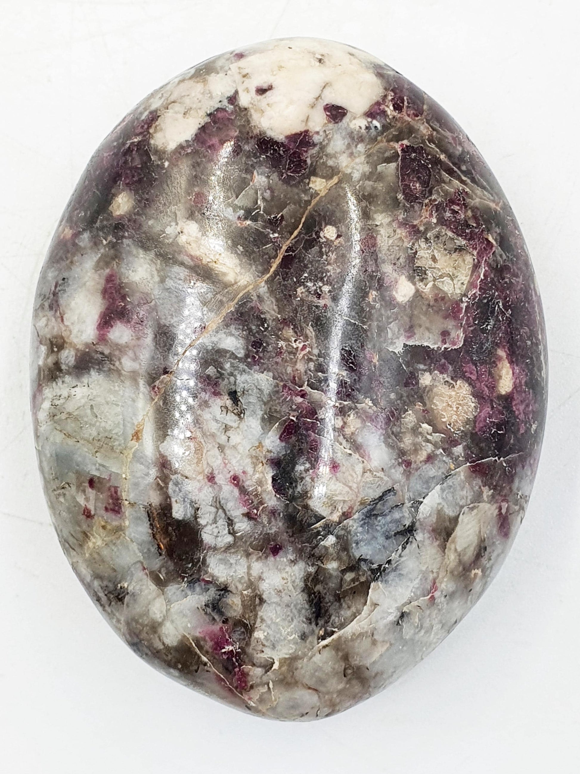 Beautiful Large Plum Tourmaline Palm / Plum Blossom Tourmaline Palm Stone / Pocket Stone / Meditation Palm - 165g