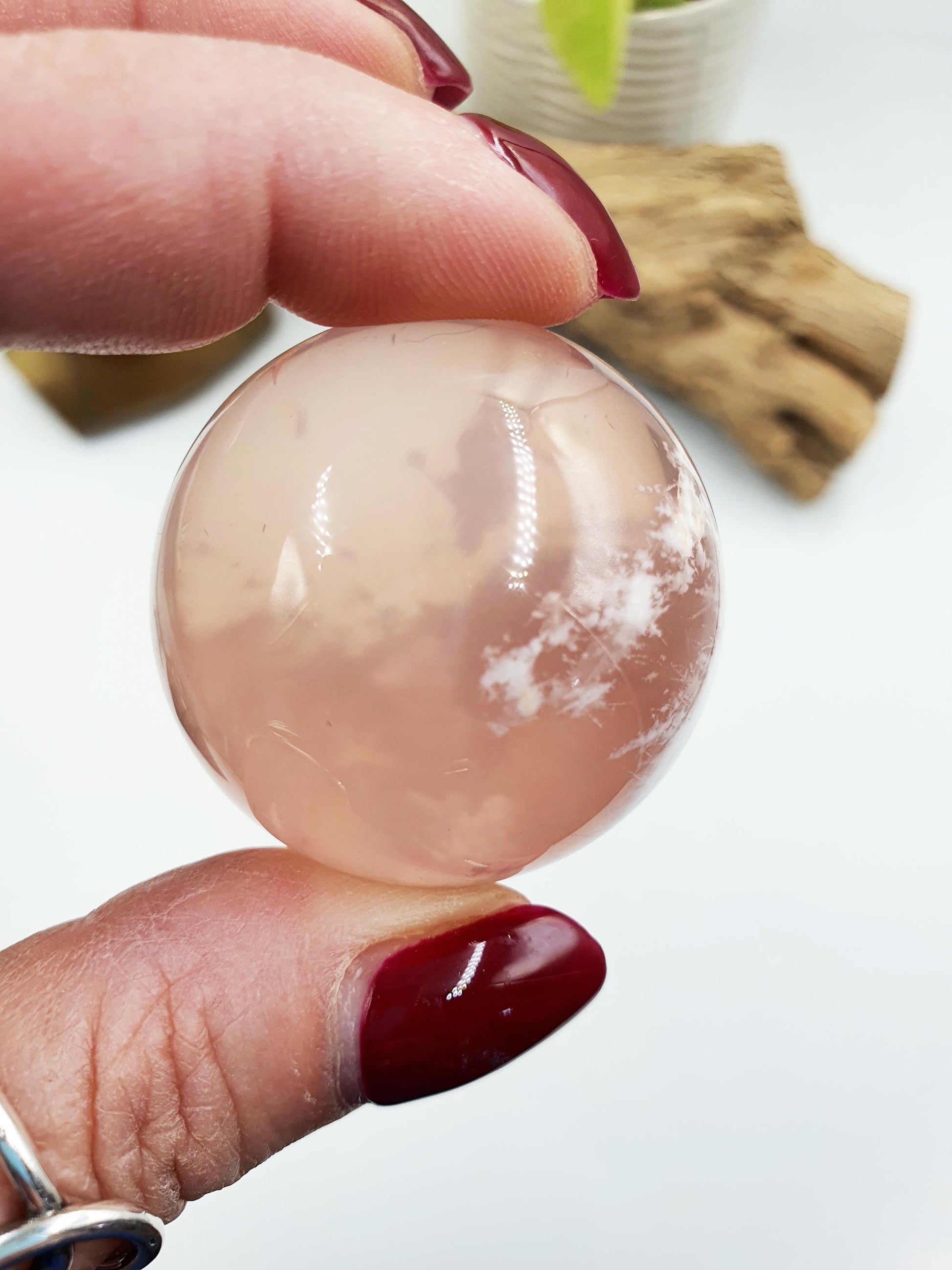 Rare Rose Quartz with Garden and strong Starlight / Garden Rose Quartz Sphere / Collectors Crystal Sphere / Rose Lodolite Sphere - 39.7mm