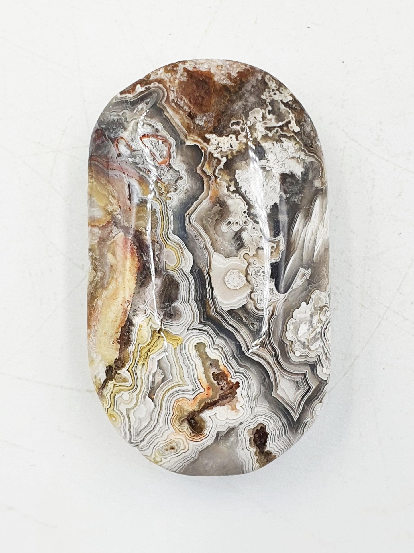 Stunning Little Mexican Crazy Lace Agate Palm / Crazy Lace Agate Palm Stone / Drusy Agate Palm / Meditation Palm - 40g