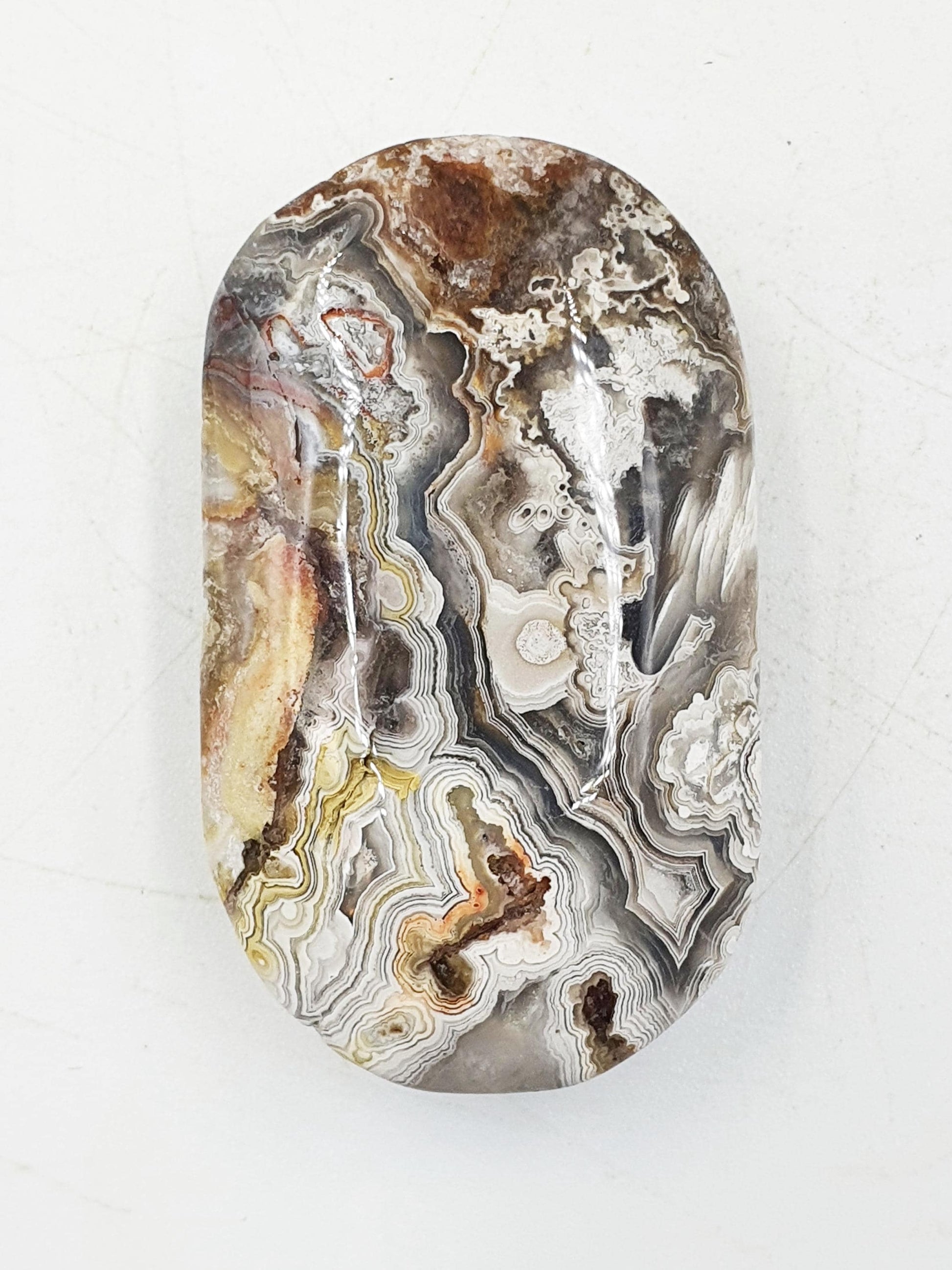Stunning Little Mexican Crazy Lace Agate Palm / Crazy Lace Agate Palm Stone / Drusy Agate Palm / Meditation Palm - 40g