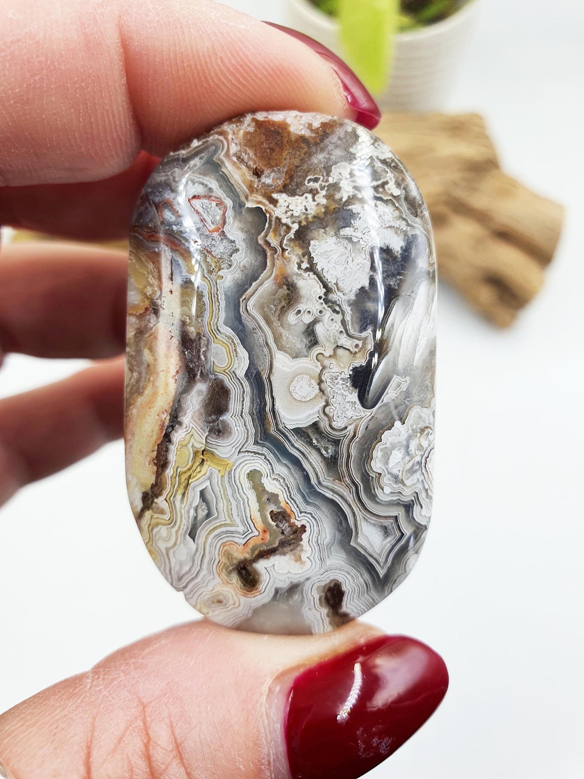 Stunning Little Mexican Crazy Lace Agate Palm / Crazy Lace Agate Palm Stone / Drusy Agate Palm / Meditation Palm - 40g