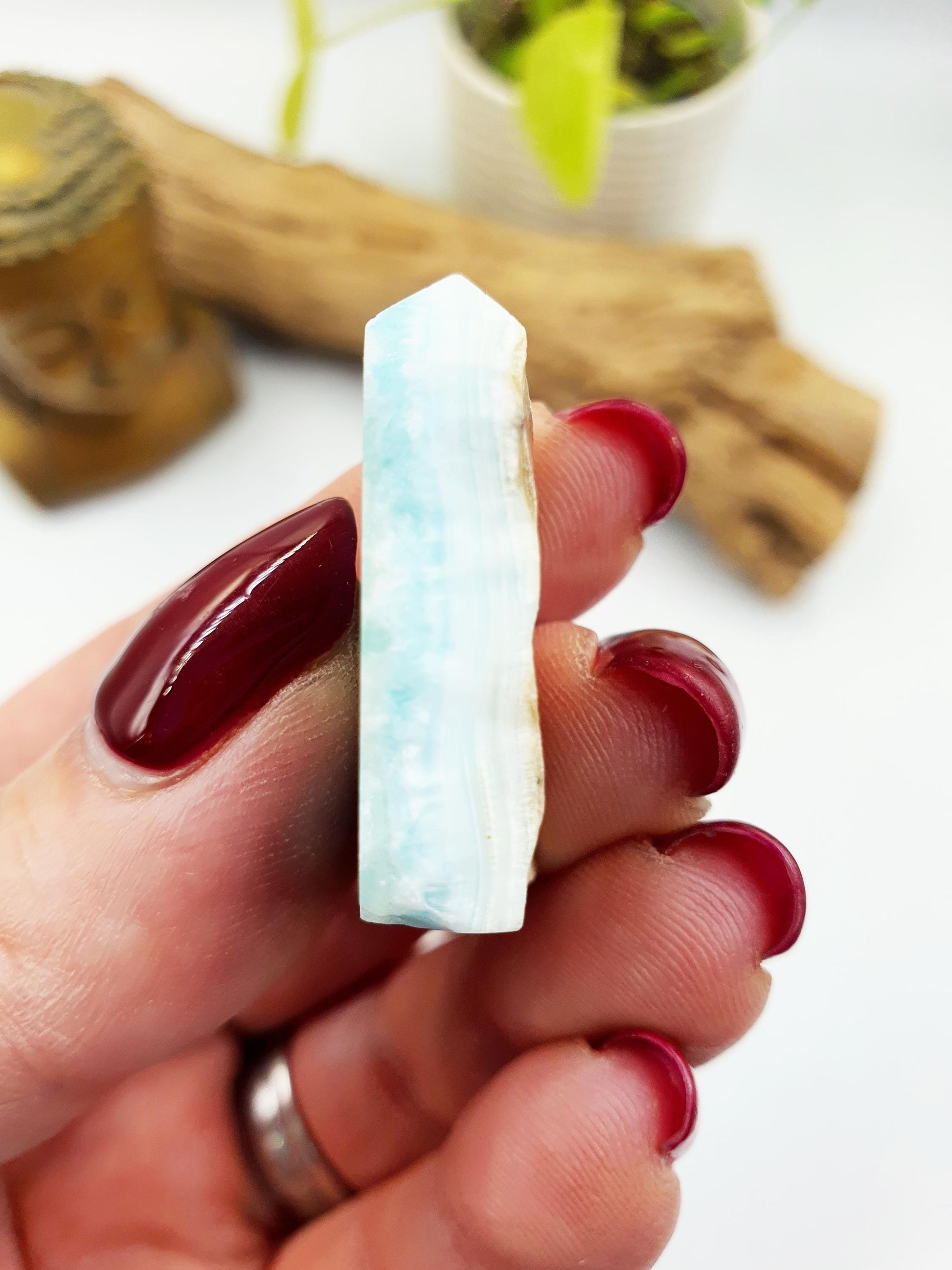Natural Larimar Mini Tower / Natural Larimar Point / Natural Larimar / Rare Crystal - 11.1g
