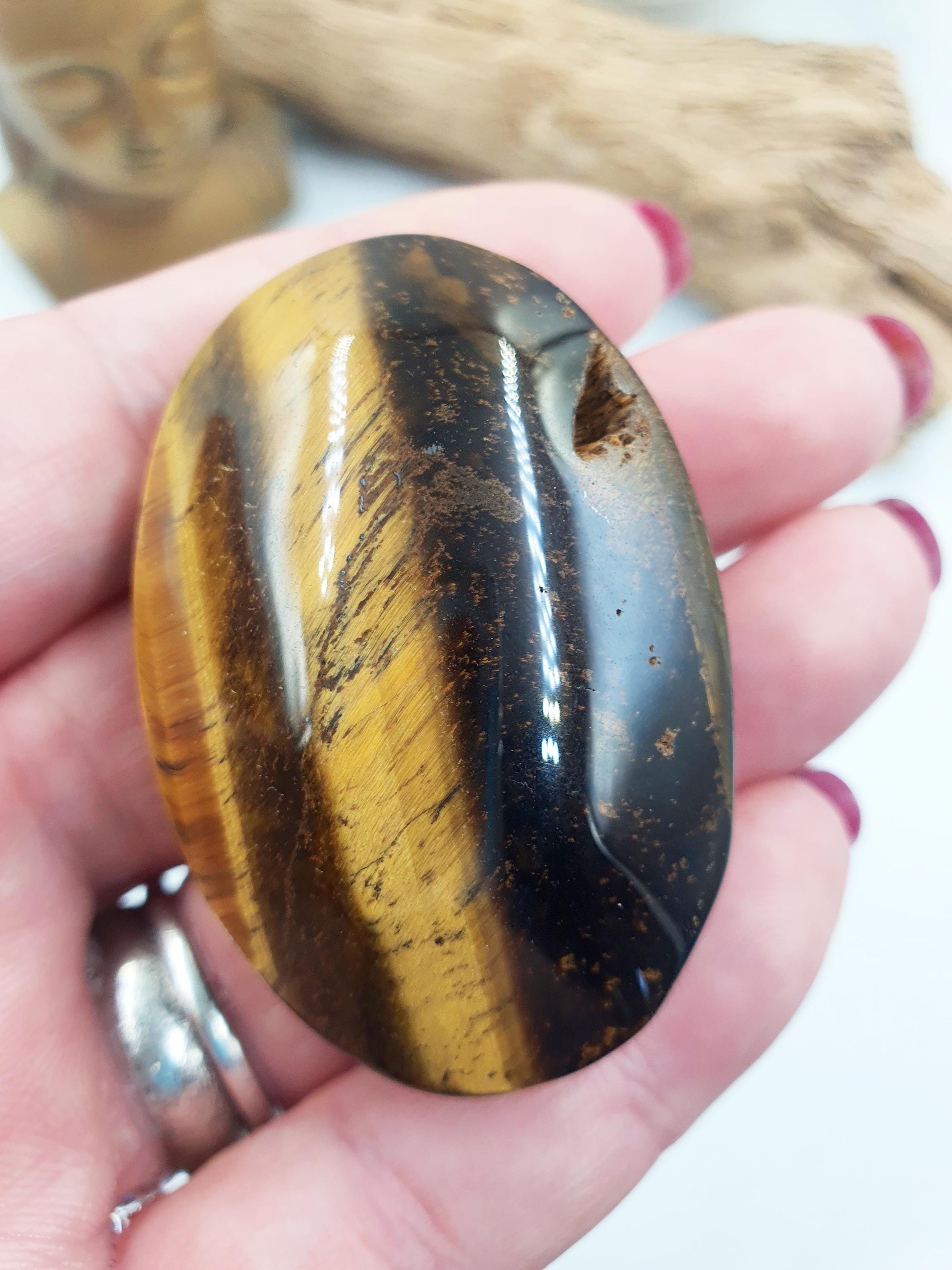 Flashy Yellow Tigers Eye Palm / Tiger's Eye Palm Stone / Pocket Crystal / Meditation Palm / Reiki Crystal Palm - 60g