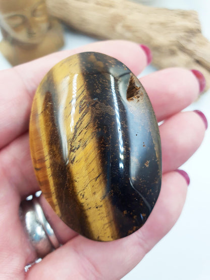 Flashy Yellow Tigers Eye Palm / Tiger's Eye Palm Stone / Pocket Crystal / Meditation Palm / Reiki Crystal Palm - 60g
