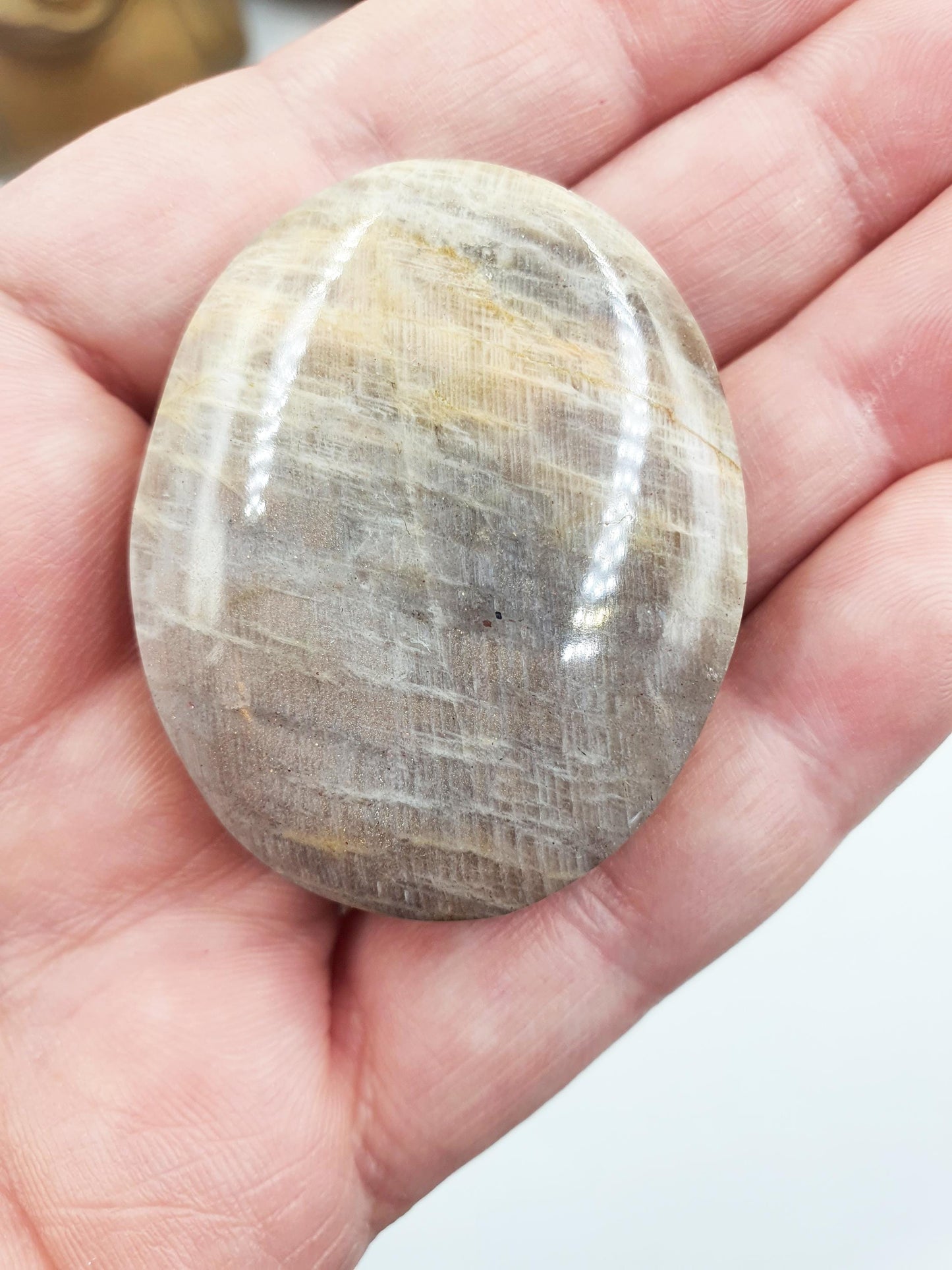Stunning Little Flashy Blue Moonstone Palm with confetti sparkles / Moonstone Palm Stone / Reiki Crystal / Meditation Palm - 45g