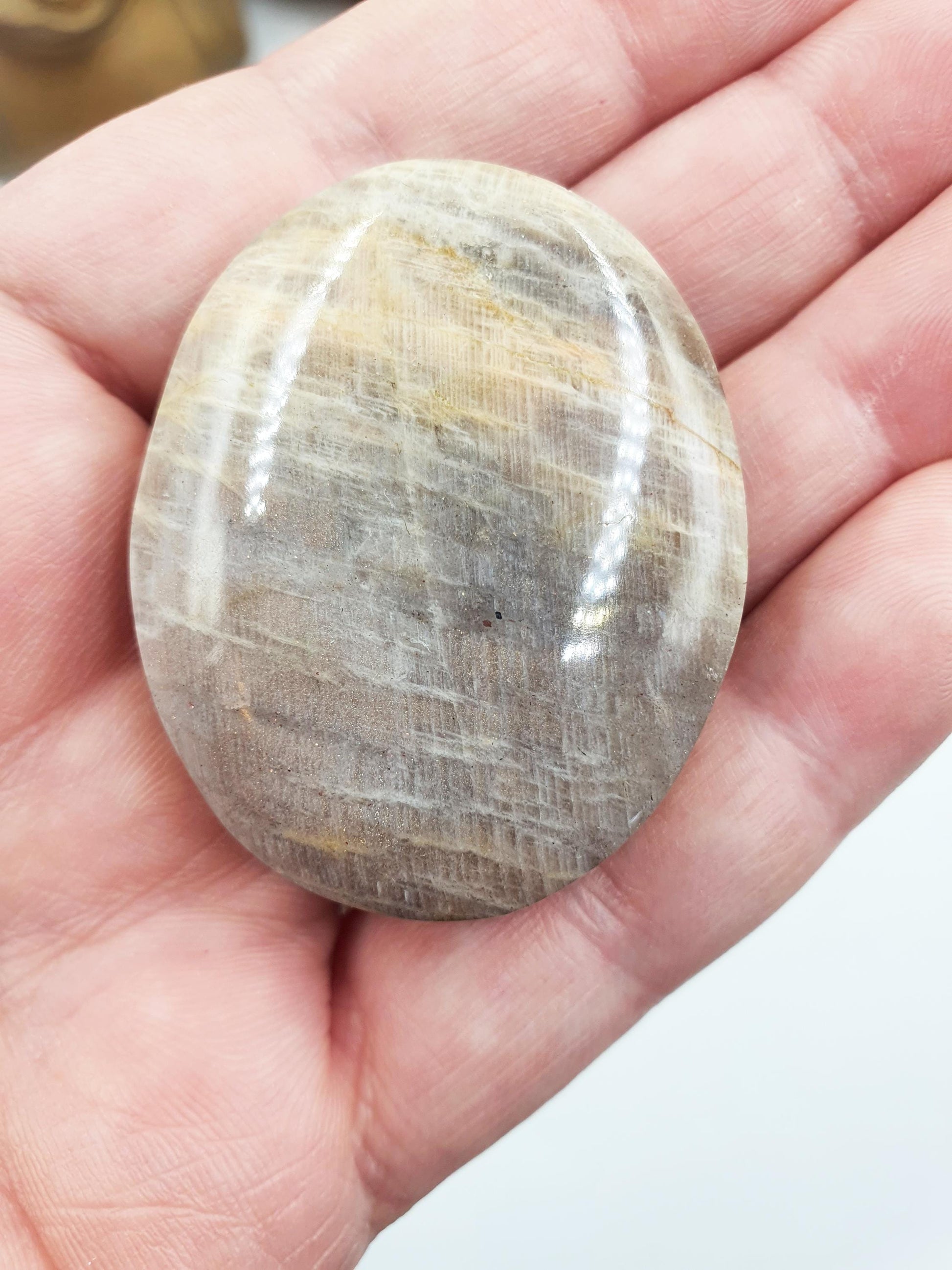 Stunning Little Flashy Blue Moonstone Palm with confetti sparkles / Moonstone Palm Stone / Reiki Crystal / Meditation Palm - 45g