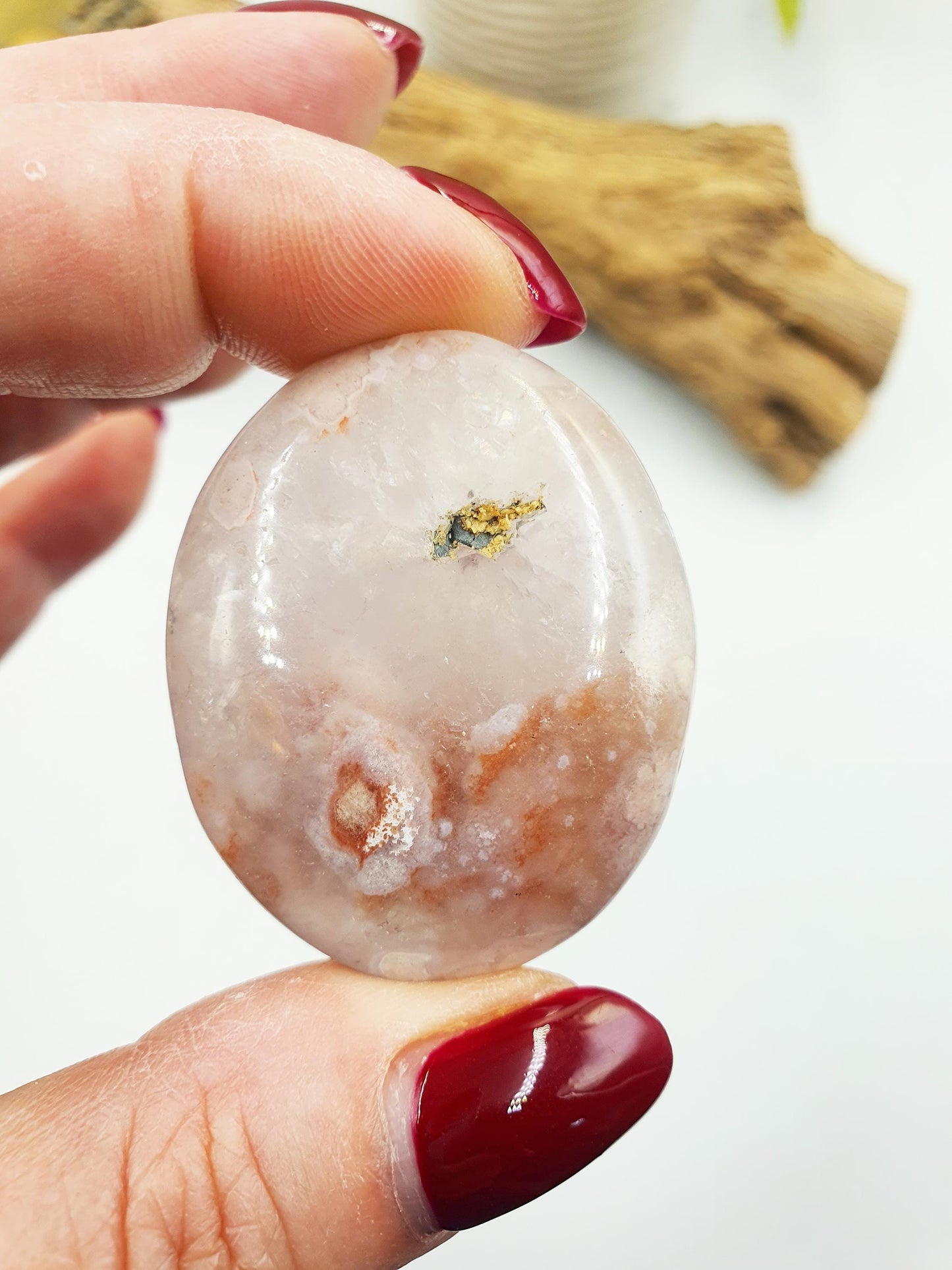 Pink Amethyst Palm / Pink Amethyst Palm Stone / Pocket Crystal / Meditation Palm - 35g