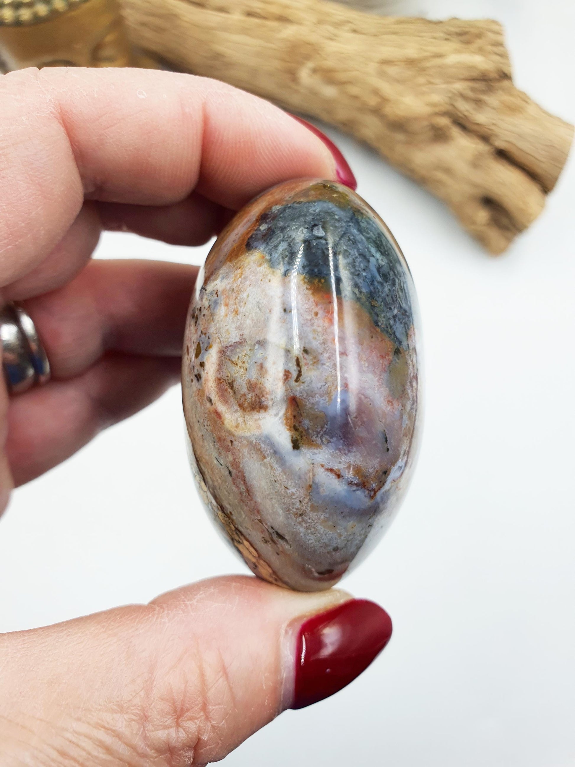 Beautiful Colourful Ocean Jasper Palm / Ocean Jasper Palm stone / OJ Palm / Pocket Crystal / Meditation Palm / Reiki Crystal Palm - 150g