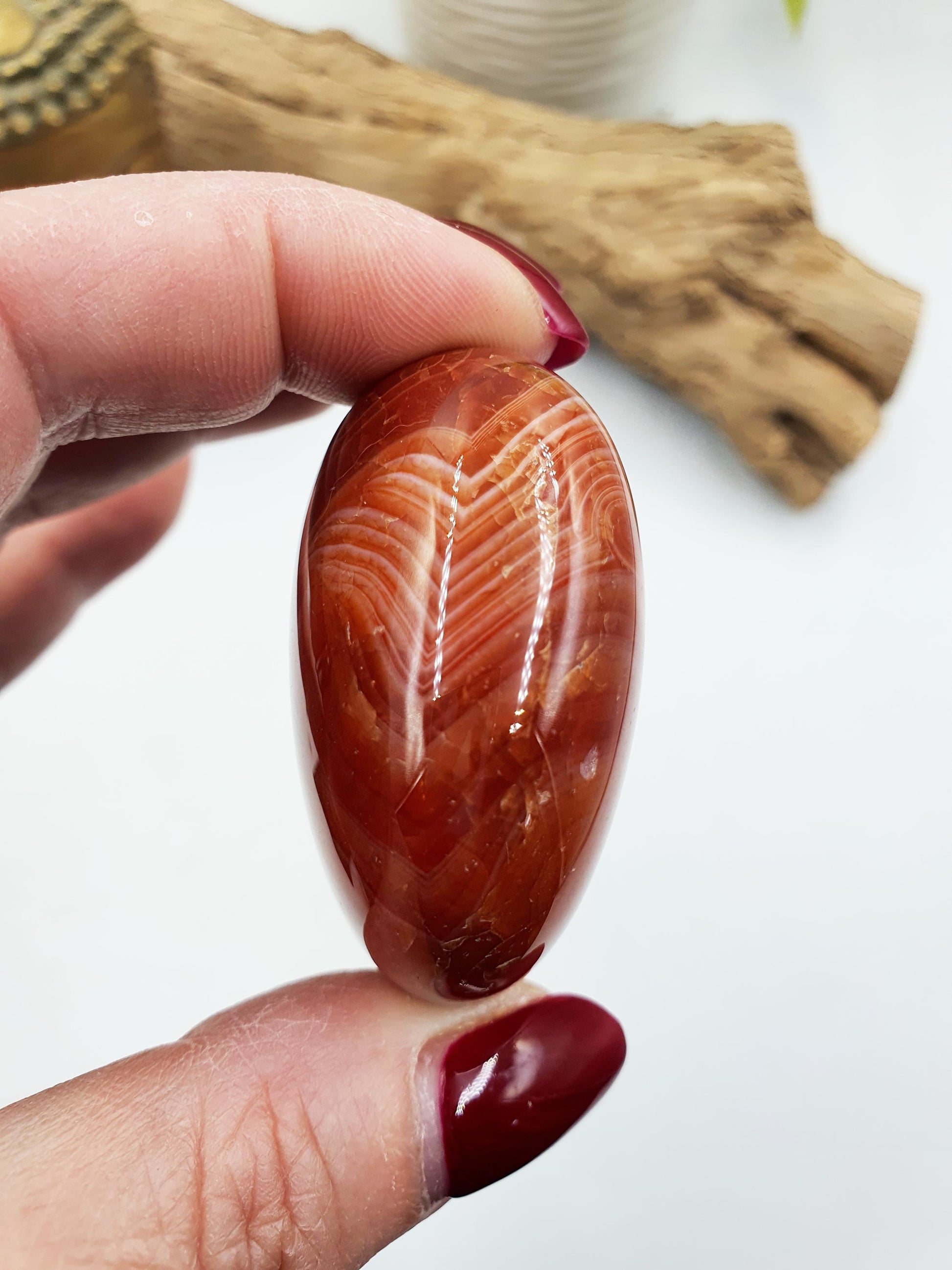 Beautiful Carnelian Palm / Carnelian Palm Stone / Carnelian Pocket Stone / Meditation Palm / Reiki Crystal Palm - 85g