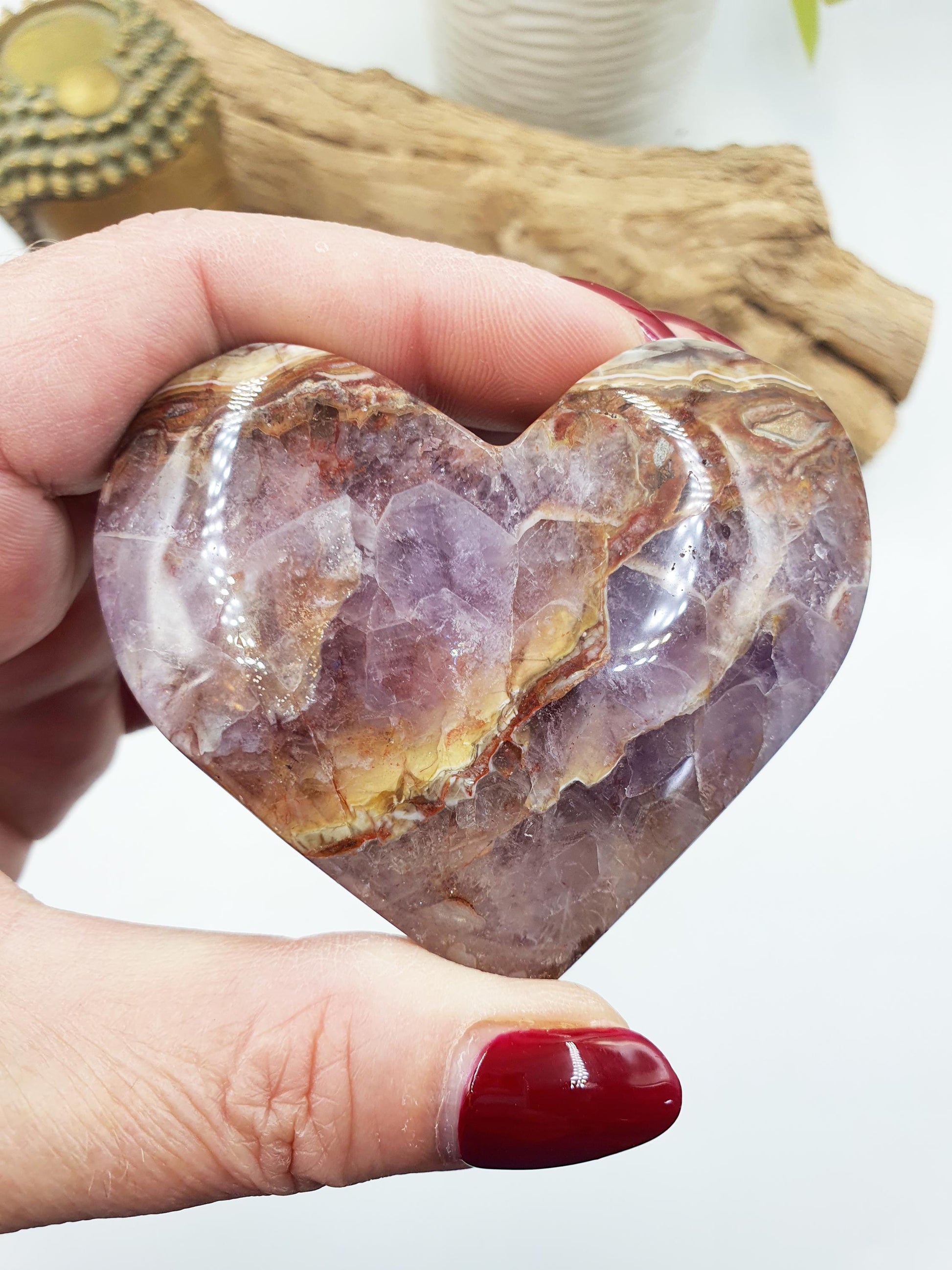 Beautiful Amethyst Agate Puff Heart / Amethyst Agate Crystal Heart / Crystal Heart - 125g