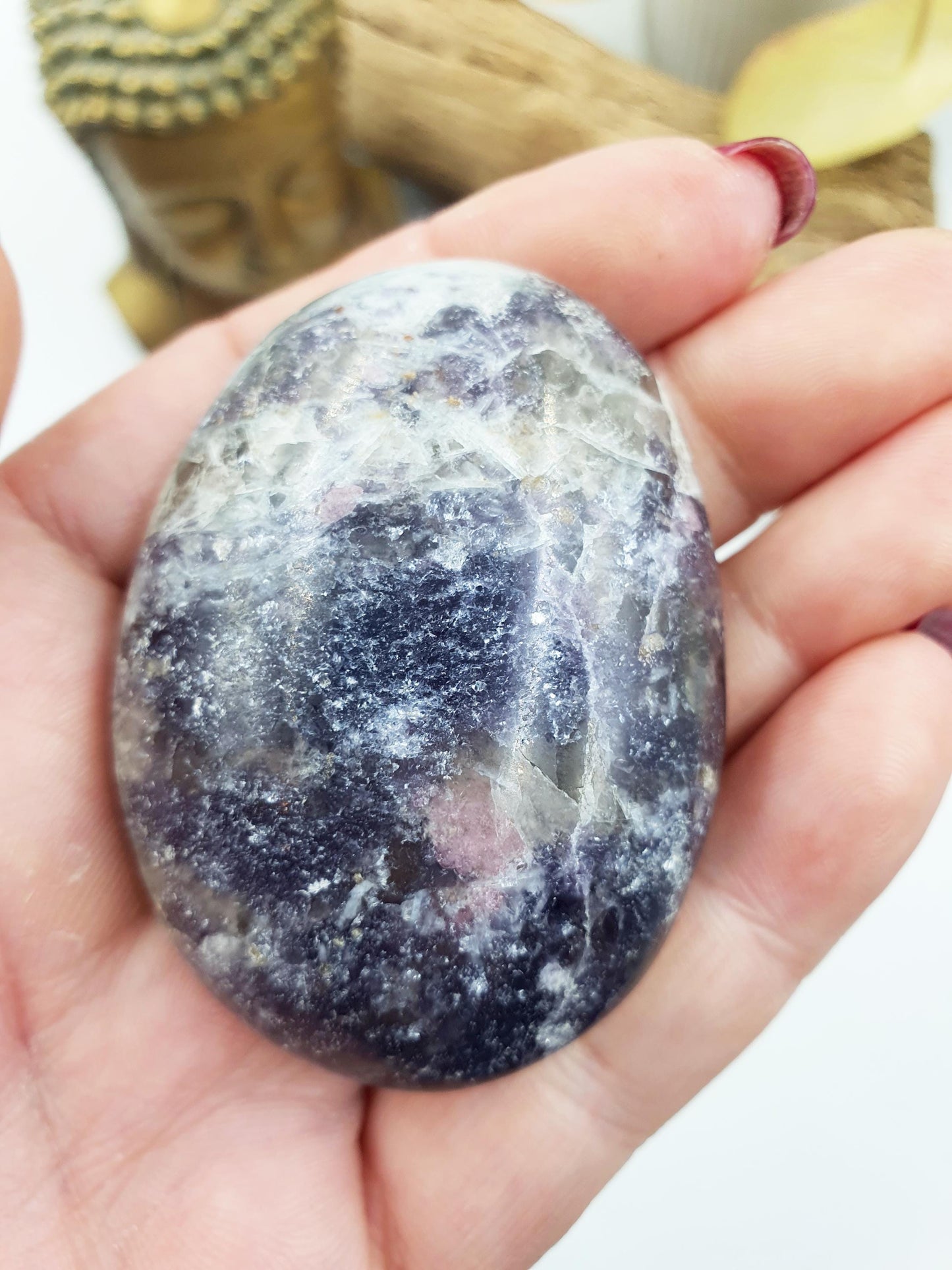 Large Sparkly Unicorn Stone Palm / Unicorn Palm Stone / Pegmatite Palm / Pocket Crystal / Meditation Palm / Reiki Crystal Palm - 90g