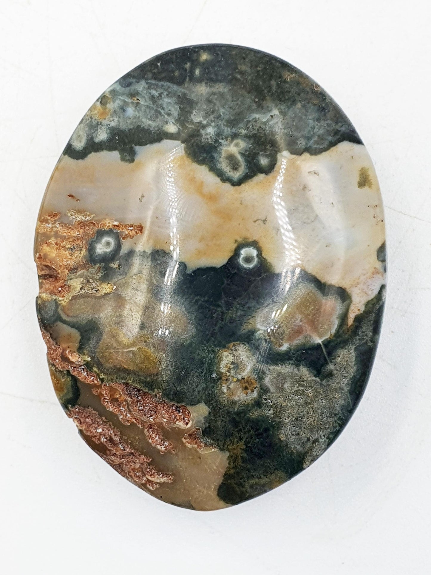 Beautiful Orbicular Ocean Jasper Palm / Orbicular OJ Palm Stone / High Grade OJ Palm / OJ Collectors Crystal - 65g